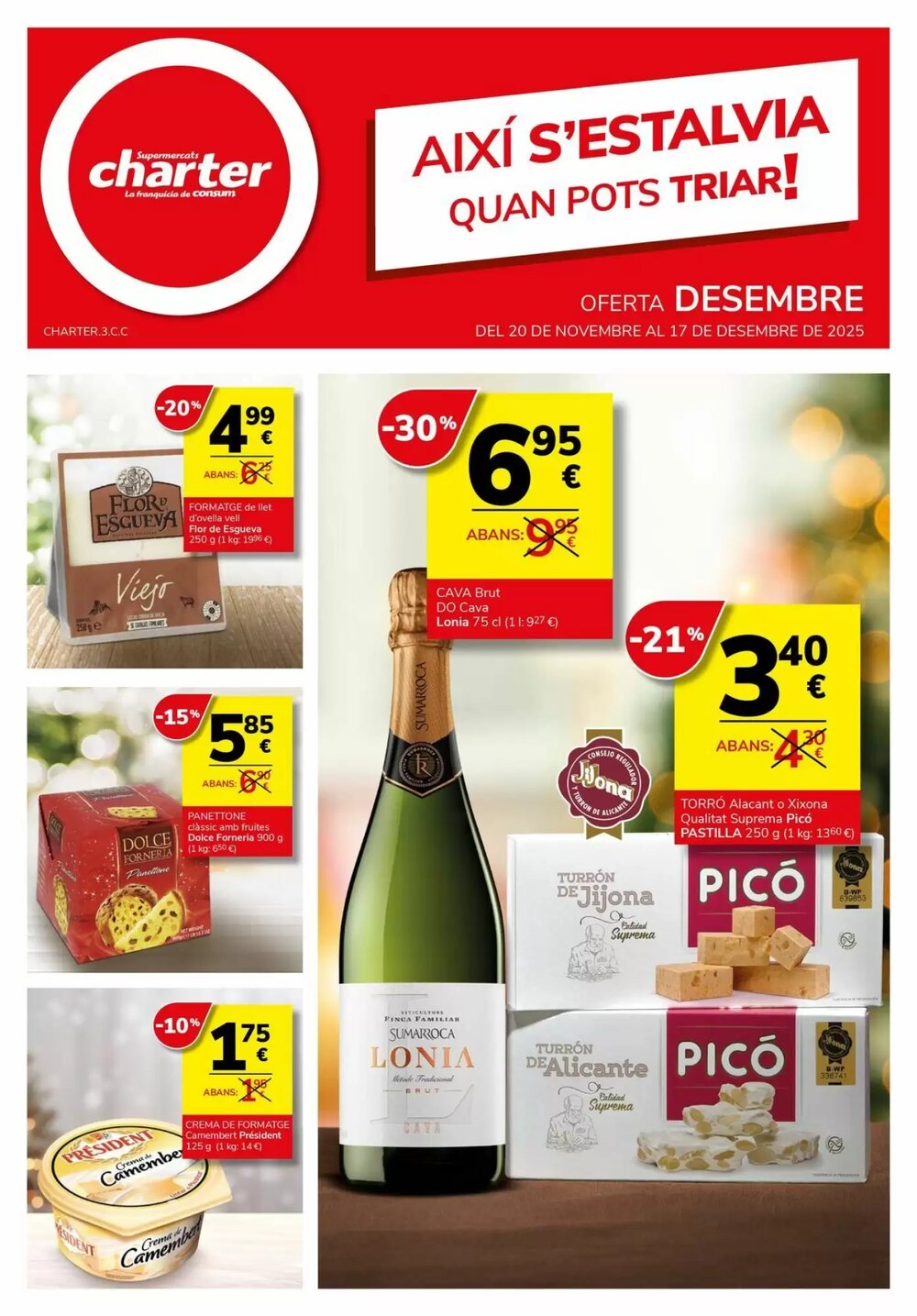 Folleto promocional de Supermercados Charter válido desde el 20/11/2025 - Página 1.