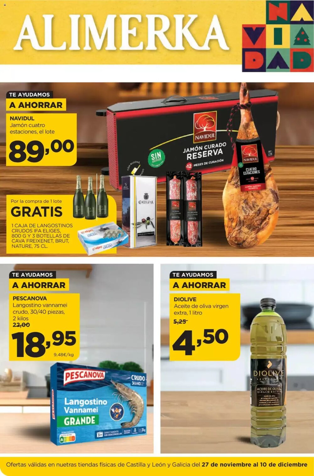 Folleto promocional de Alimerka válido desde el 27/11/2025 - Página 1.