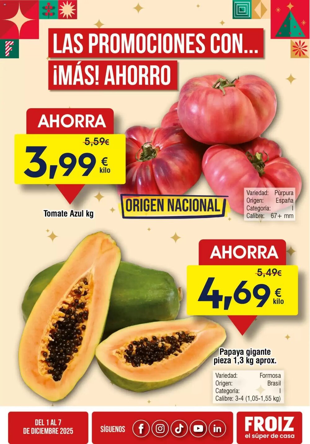 Folleto promocional de FROIZ válido desde el 01/12/2025 - Página 1.