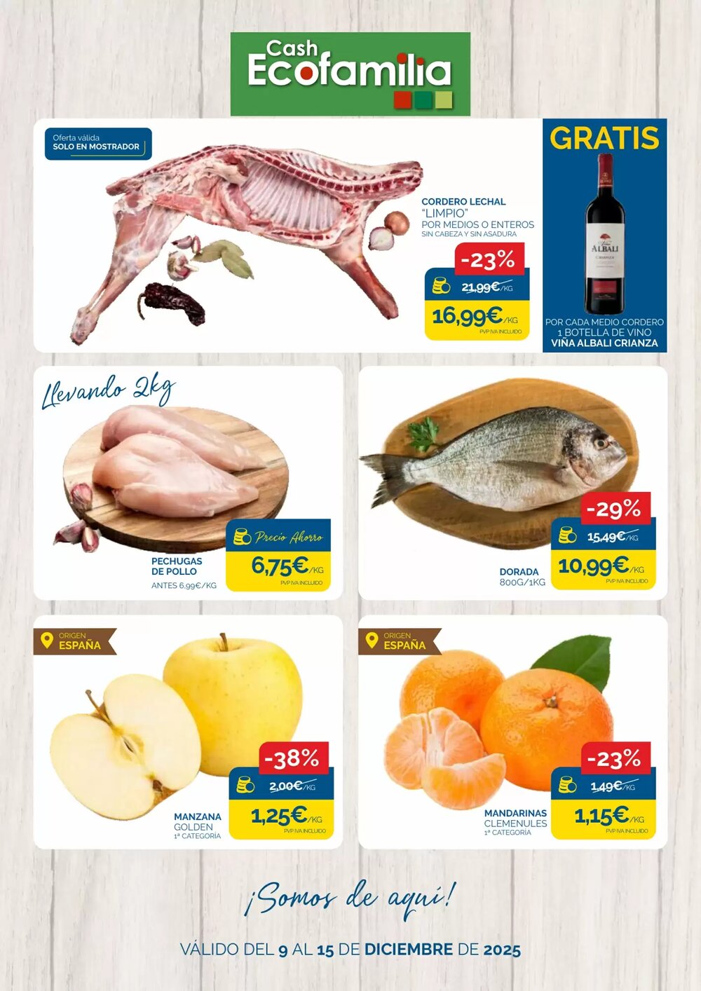 Folleto promocional de Cash Ecofamilia válido desde el 09/12/2025 - Página 1.