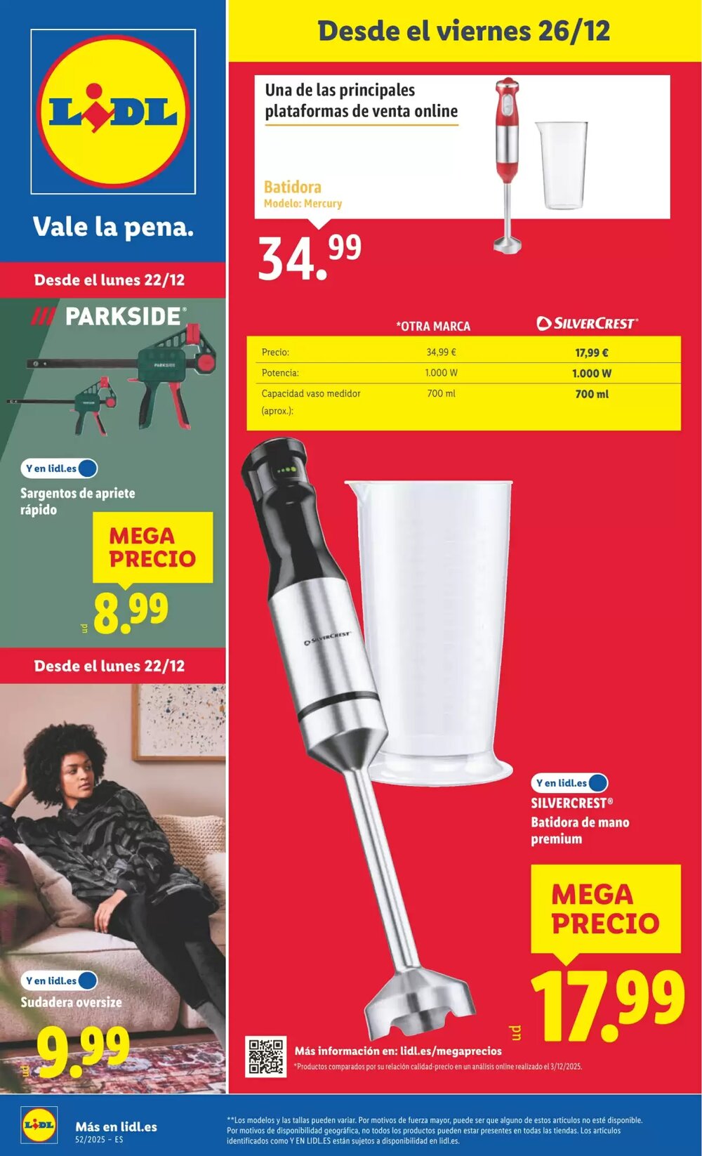 Folleto promocional de Lidl válido desde el 22/12/2025 - Página 1.
