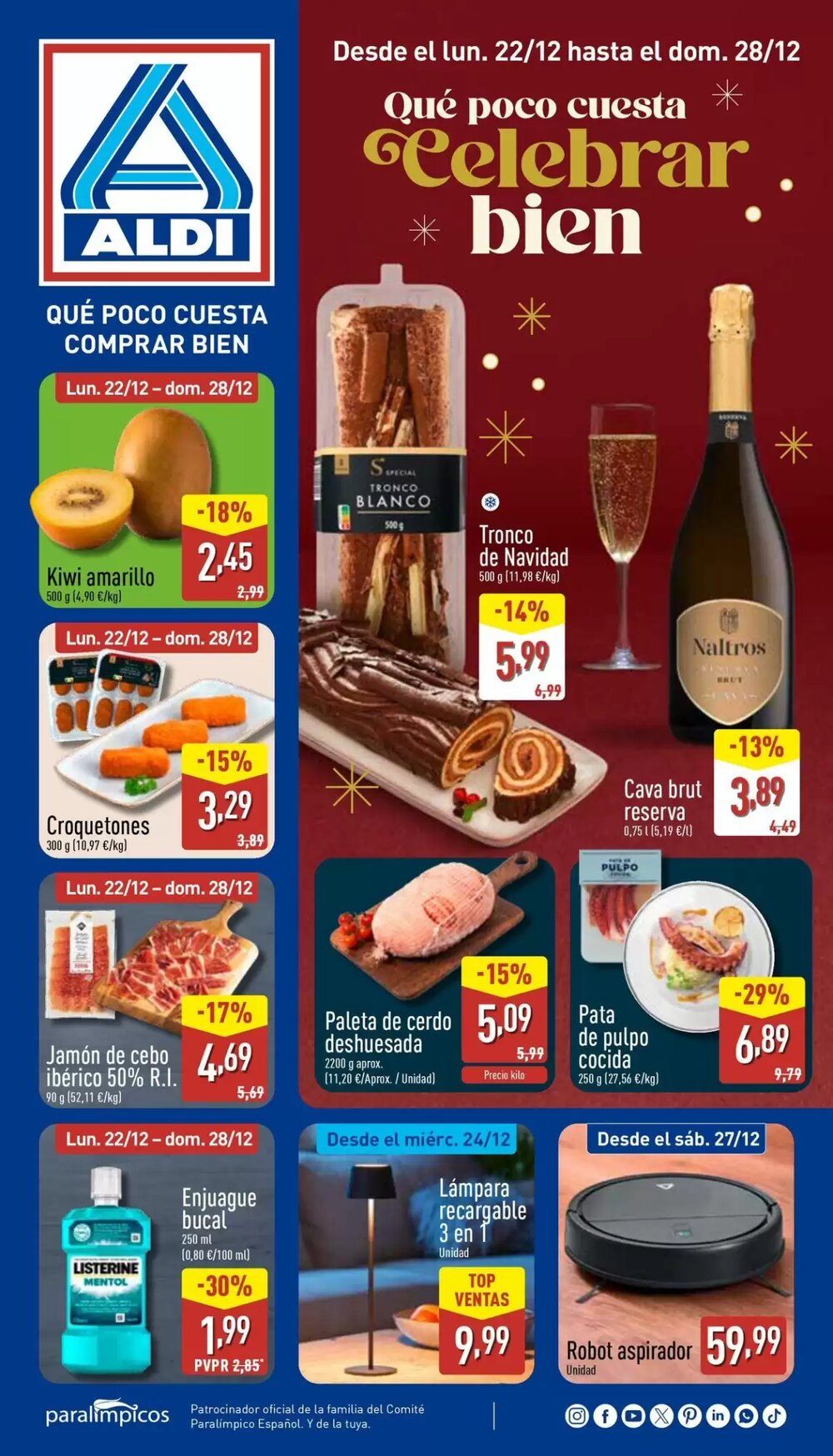 Folleto promocional de ALDI válido desde el 22/12/2025 - Página 1.