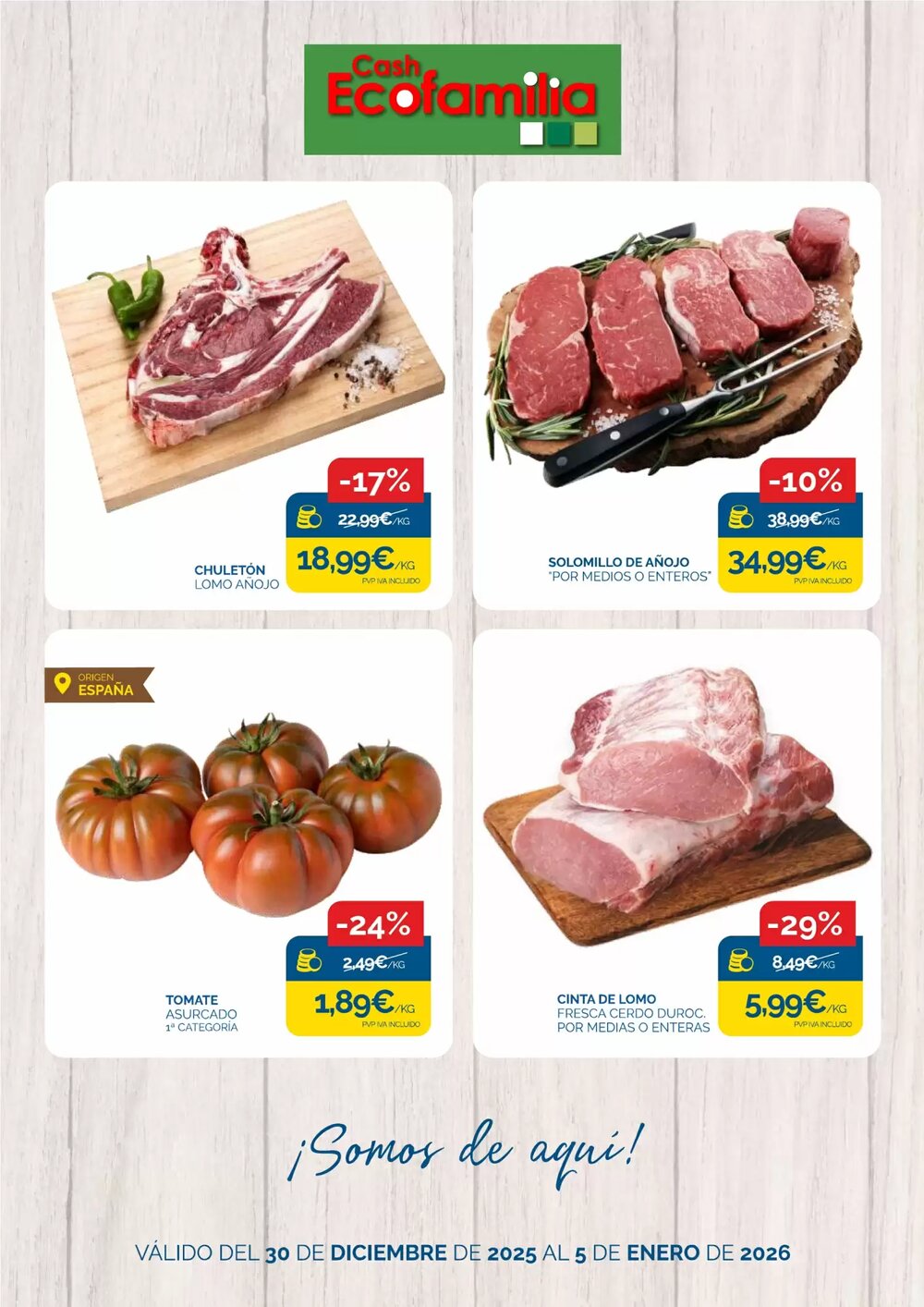 Folleto promocional de Cash Ecofamilia válido desde el 30/12/2025 - Página 1.