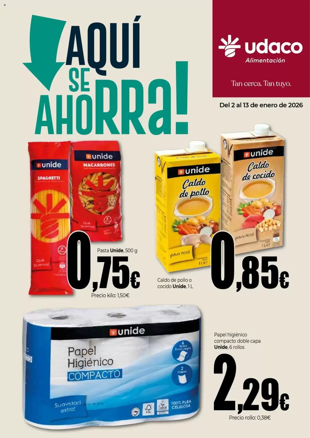 Folleto promocional de UDACO válido desde el 02/01/2026 - Página 1.