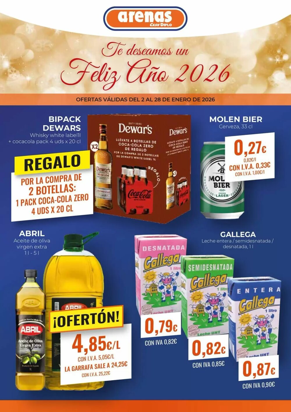 Folleto promocional de Arenas CashDiplo válido desde el 05/01/2026 - Página 1.