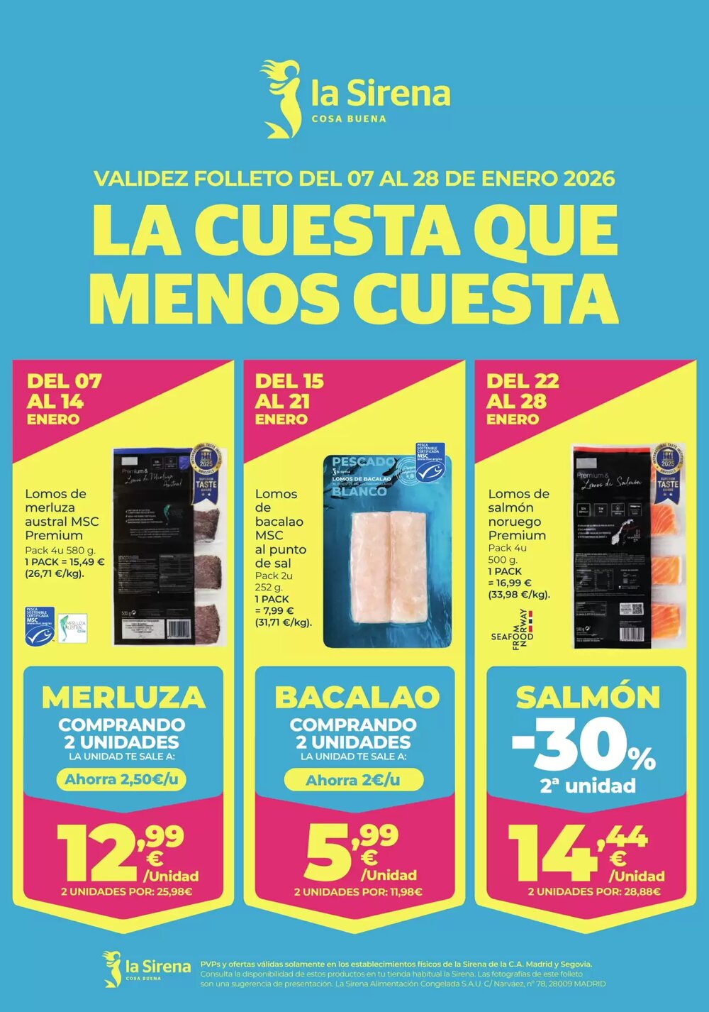 Folleto promocional de La Sirena válido desde el 07/01/2026 - Página 1.