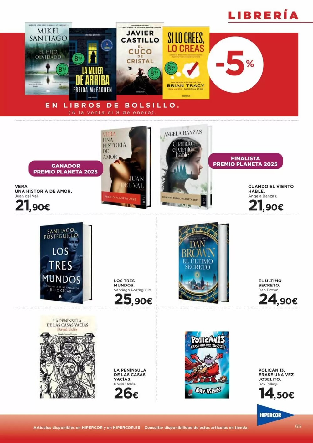 Folleto promocional de Hipercor válido desde el 07/01/2026 - Página 65.