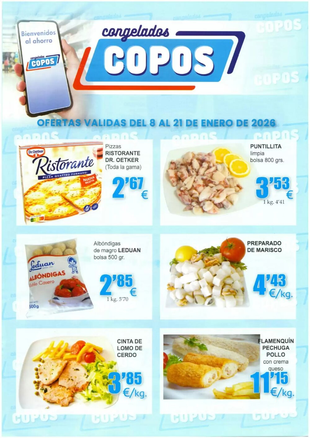 Folleto promocional de Congelados Copos válido desde el 08/01/2026 - Página 1.