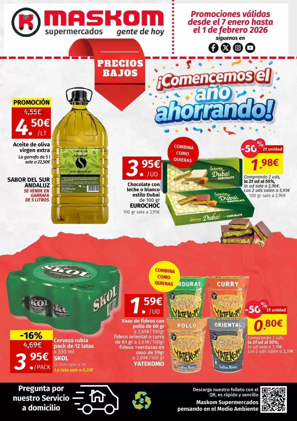Folleto promocional de Maskom Supermercados válido desde el 12/01/2026 - Página 1.