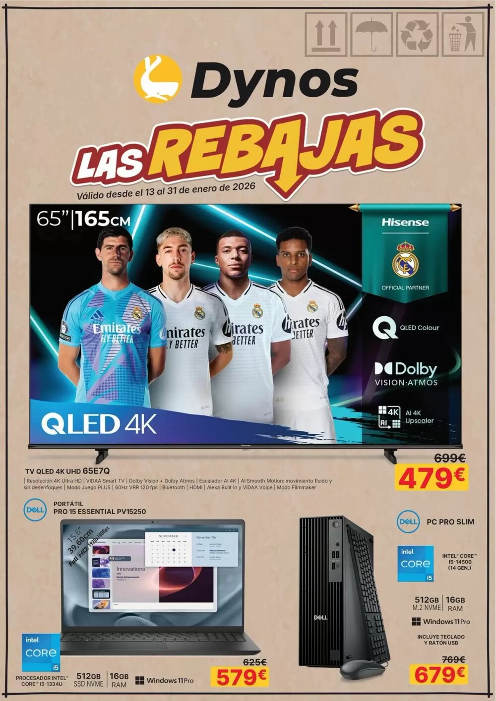 Folleto promocional de Dynos Informática válido desde el 14/01/2026 - Página 1.