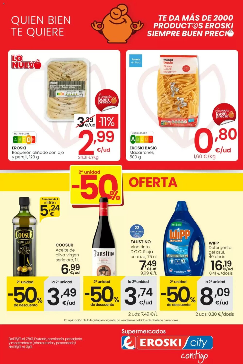 Folleto promocional de Eroski válido desde el 15/01/2026 - Página 1.