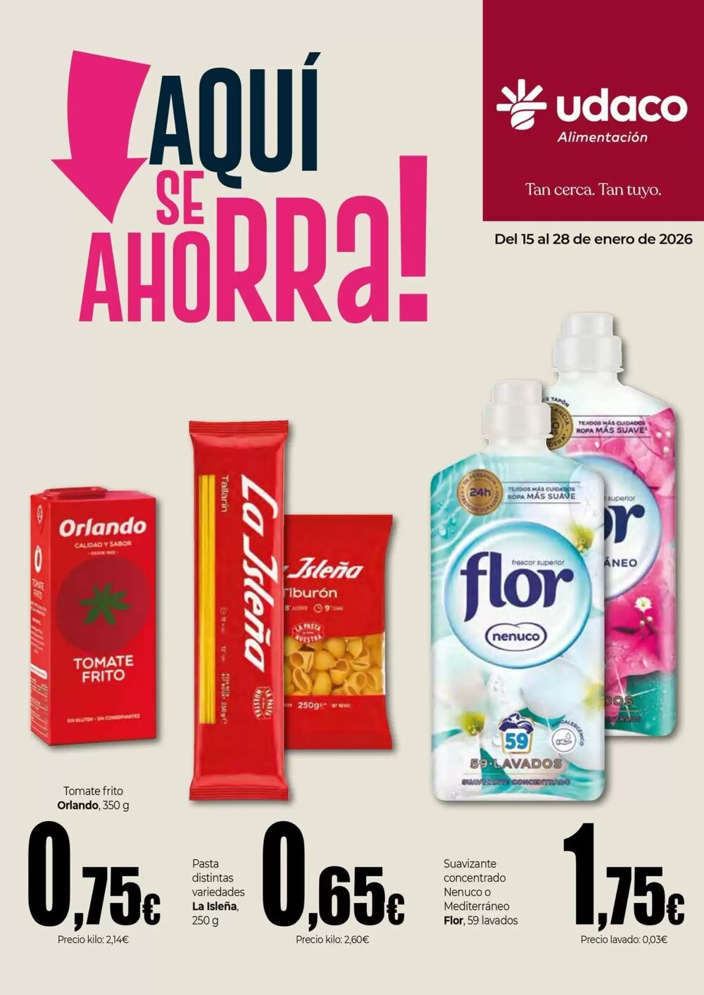 Folleto promocional de UDACO válido desde el 15/01/2026 - Página 1.