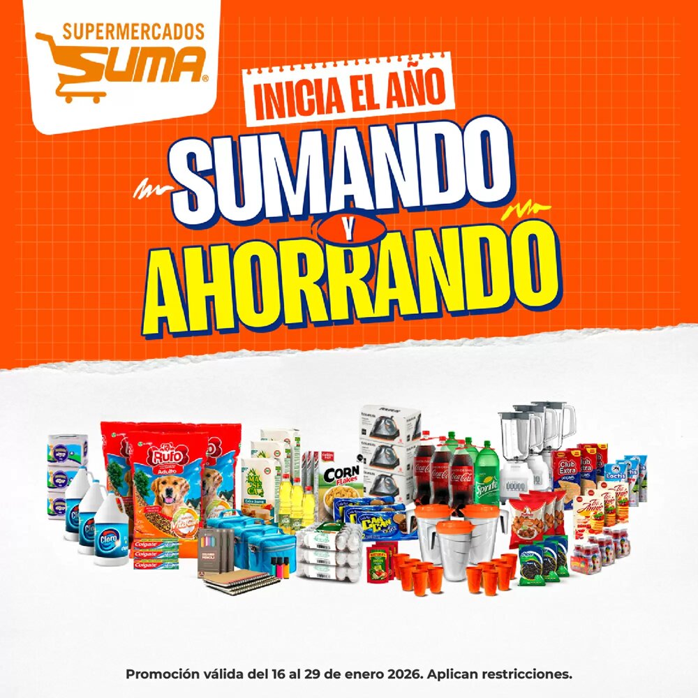 Folleto promocional de Suma Supermercados válido desde el 16/01/2026 - Página 1.