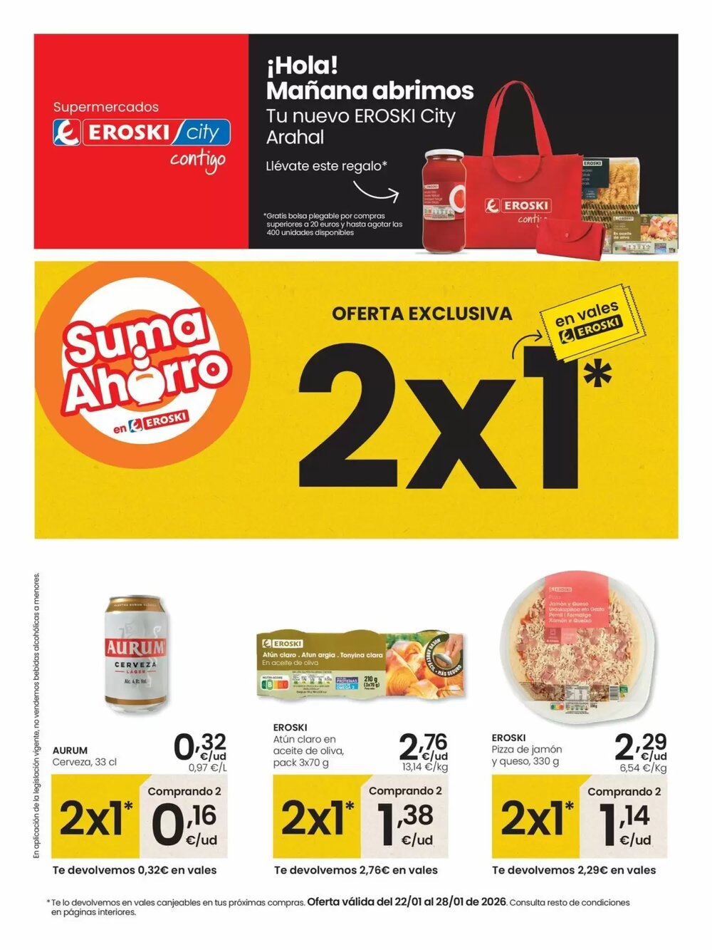 Folleto promocional de Eroski válido desde el 22/01/2026 - Página 1.