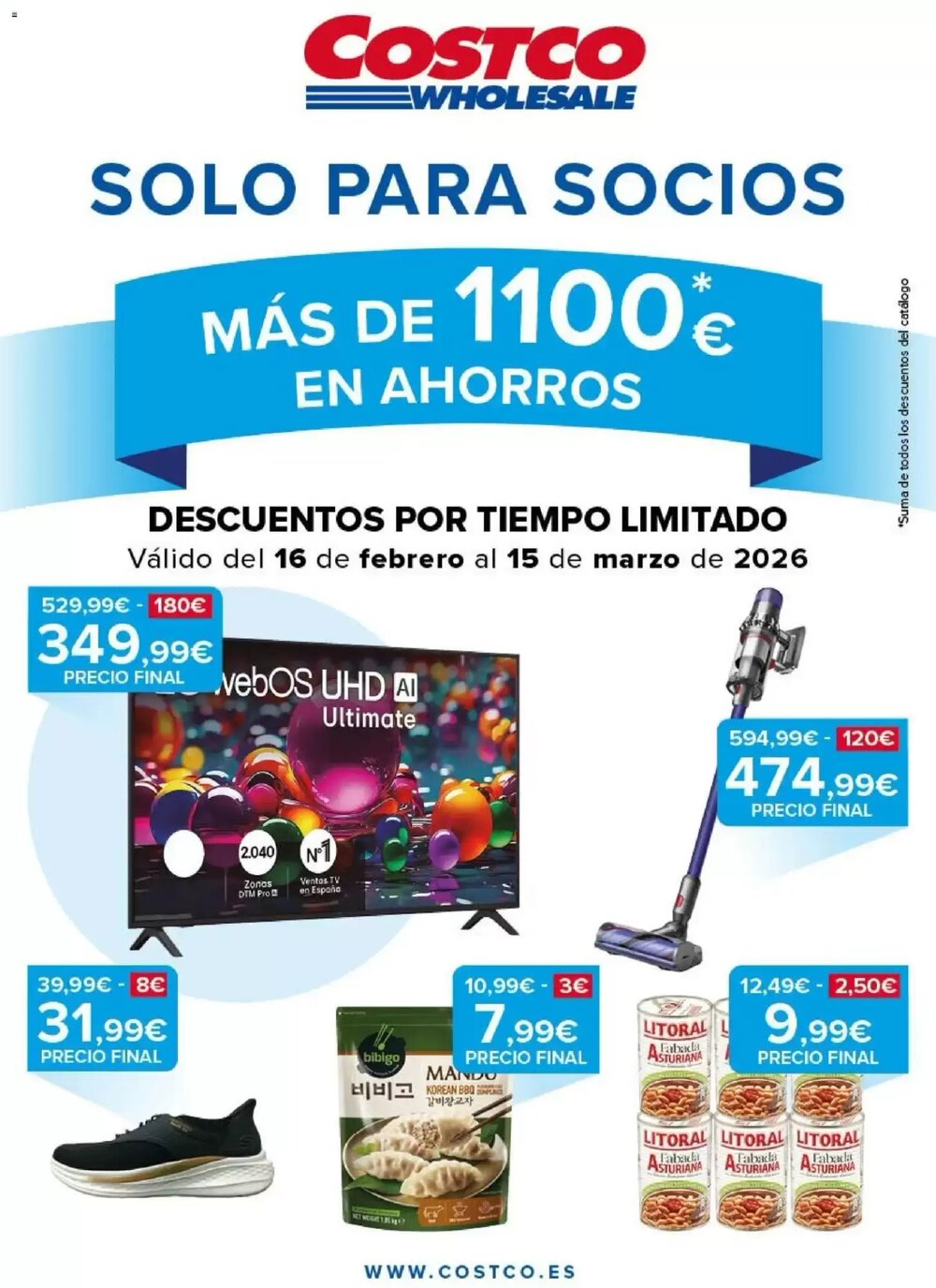 Folleto promocional de Costco válido desde el 16/02/2026 - Página 1.