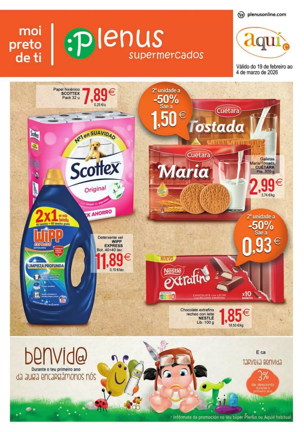 Folleto promocional de Plenus Supermercados válido desde el 19/02/2026 - Página 1.