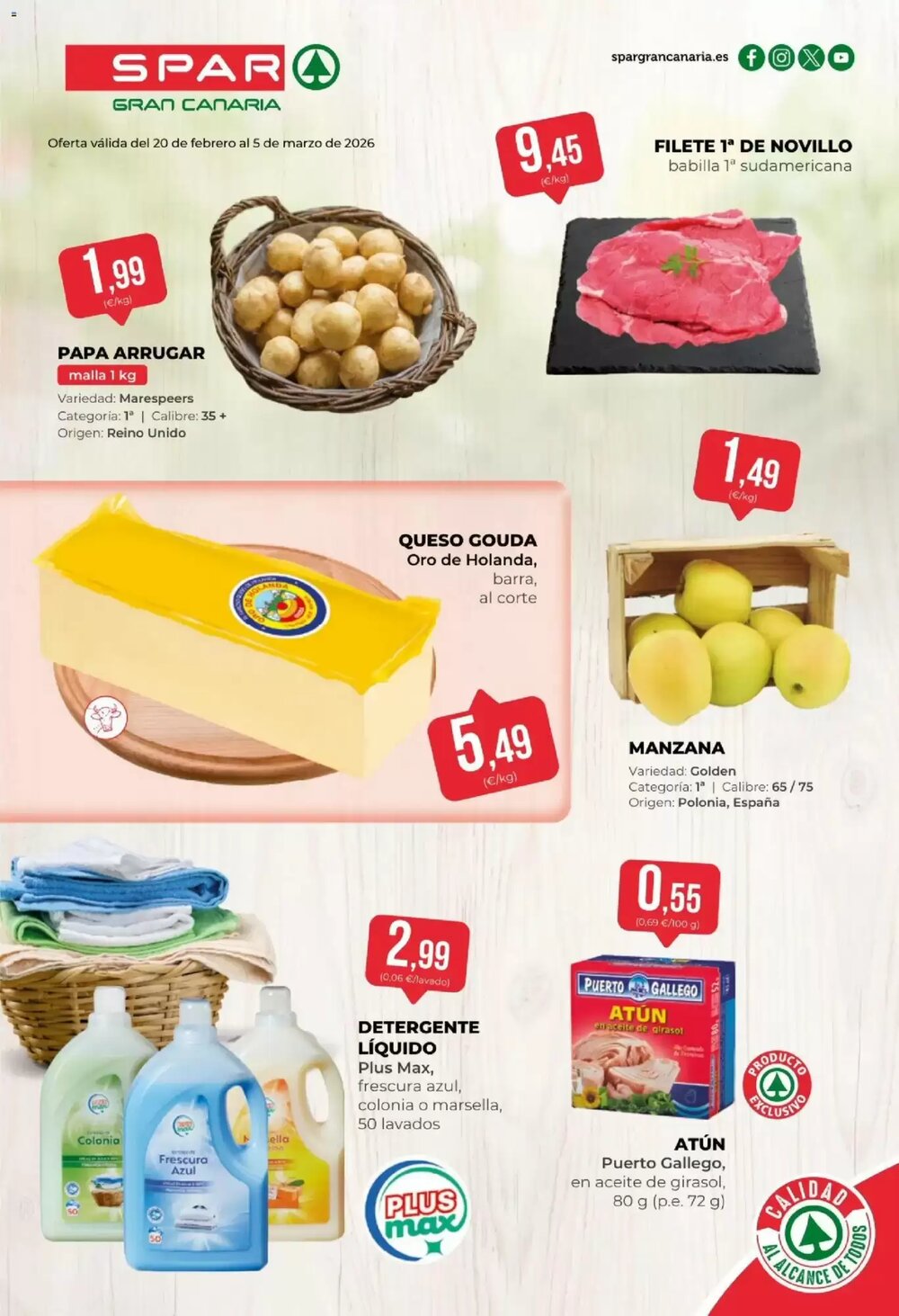 Folleto promocional de SPAR Gran Canaria válido desde el 20/02/2026 - Página 1.