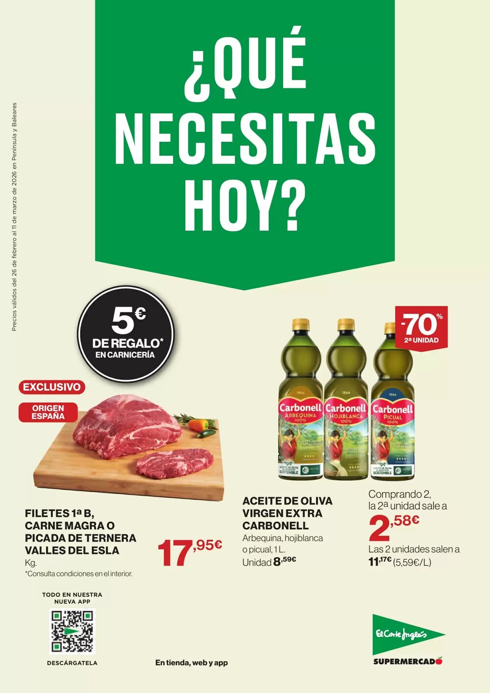 Folleto promocional de El Corte Inglés válido desde el 26/02/2026 - Página 1.