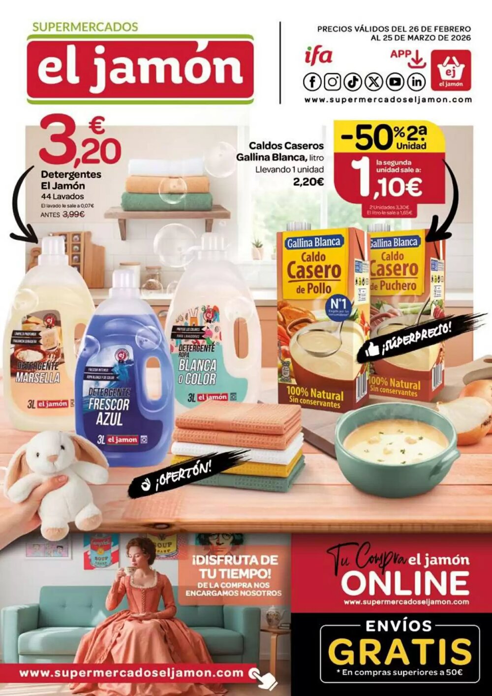 Folleto promocional de Supermercados El Jamón válido desde el 26/02/2026 - Página 1.