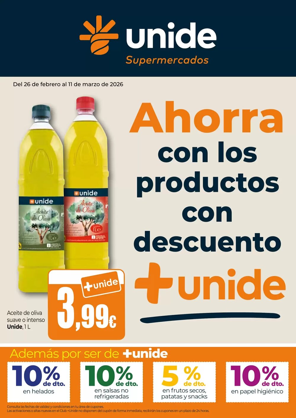 Folleto promocional de Unide Supermercados válido desde el 26/02/2026 - Página 1.