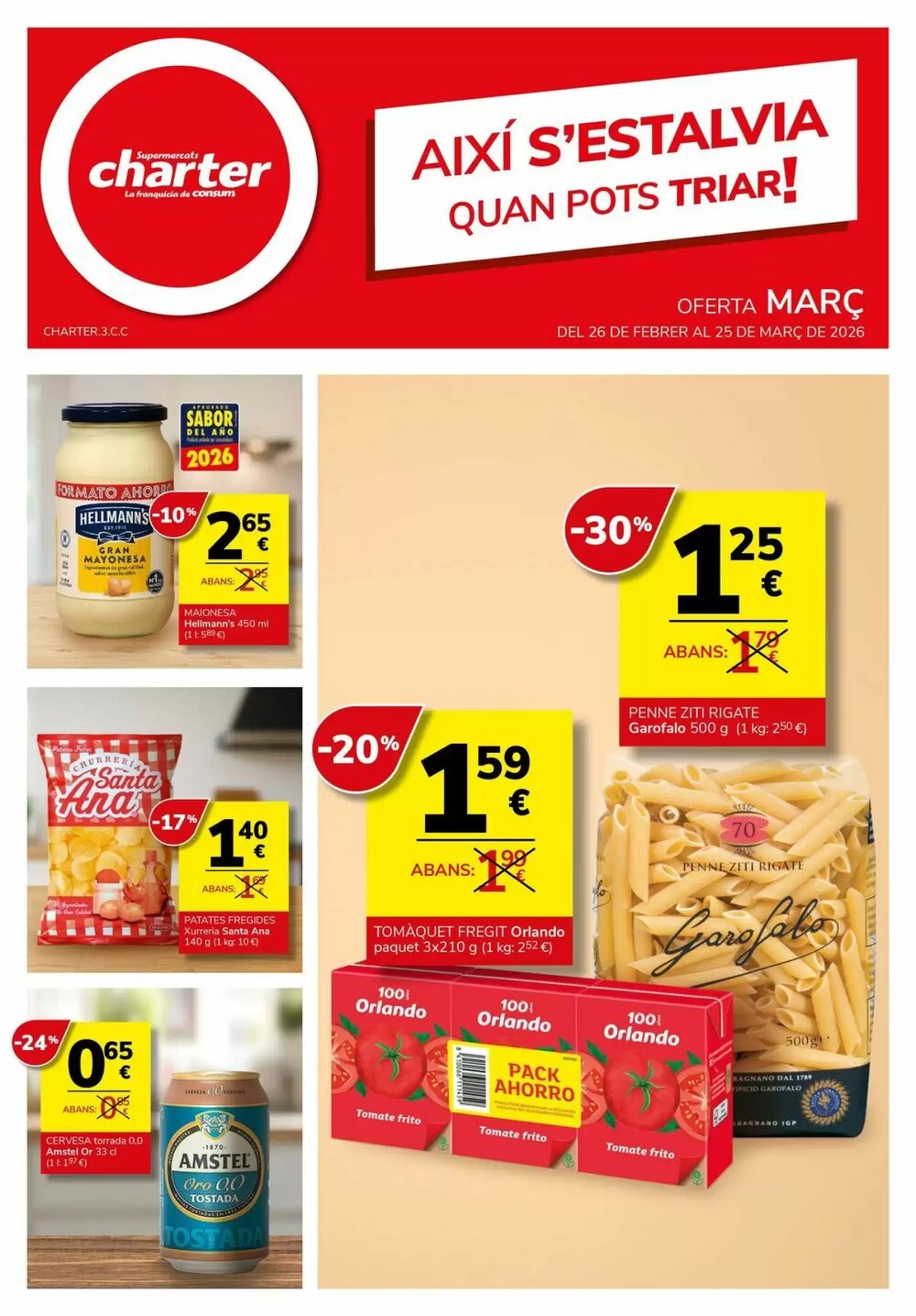 Folleto promocional de Supermercados Charter válido desde el 26/02/2026 - Página 1.