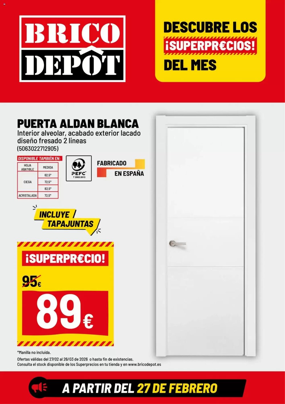 Folleto promocional de Brico Depôt válido desde el 27/02/2026 - Página 1.