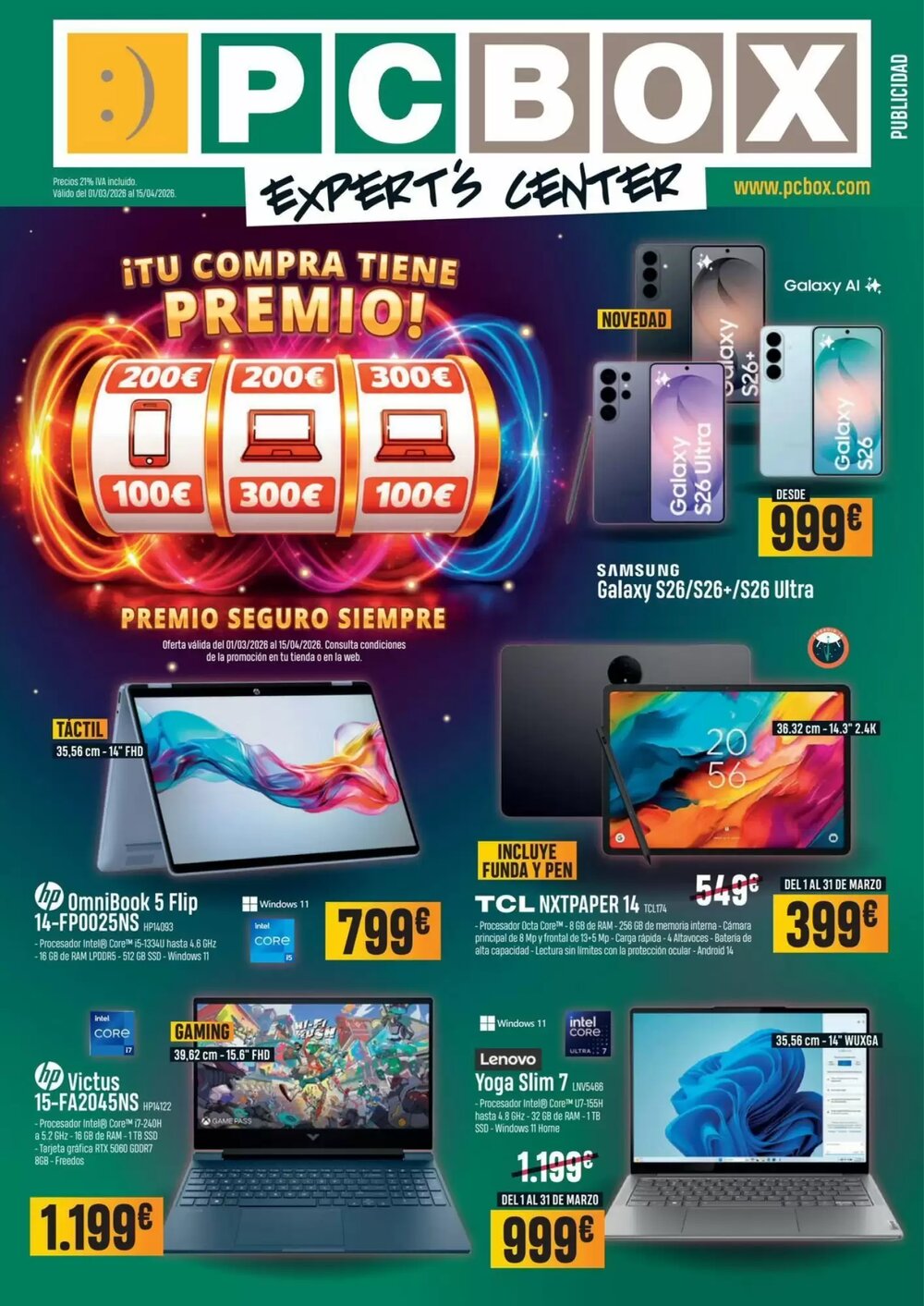 Folleto promocional de PCBox válido desde el 02/03/2026 - Página 1.