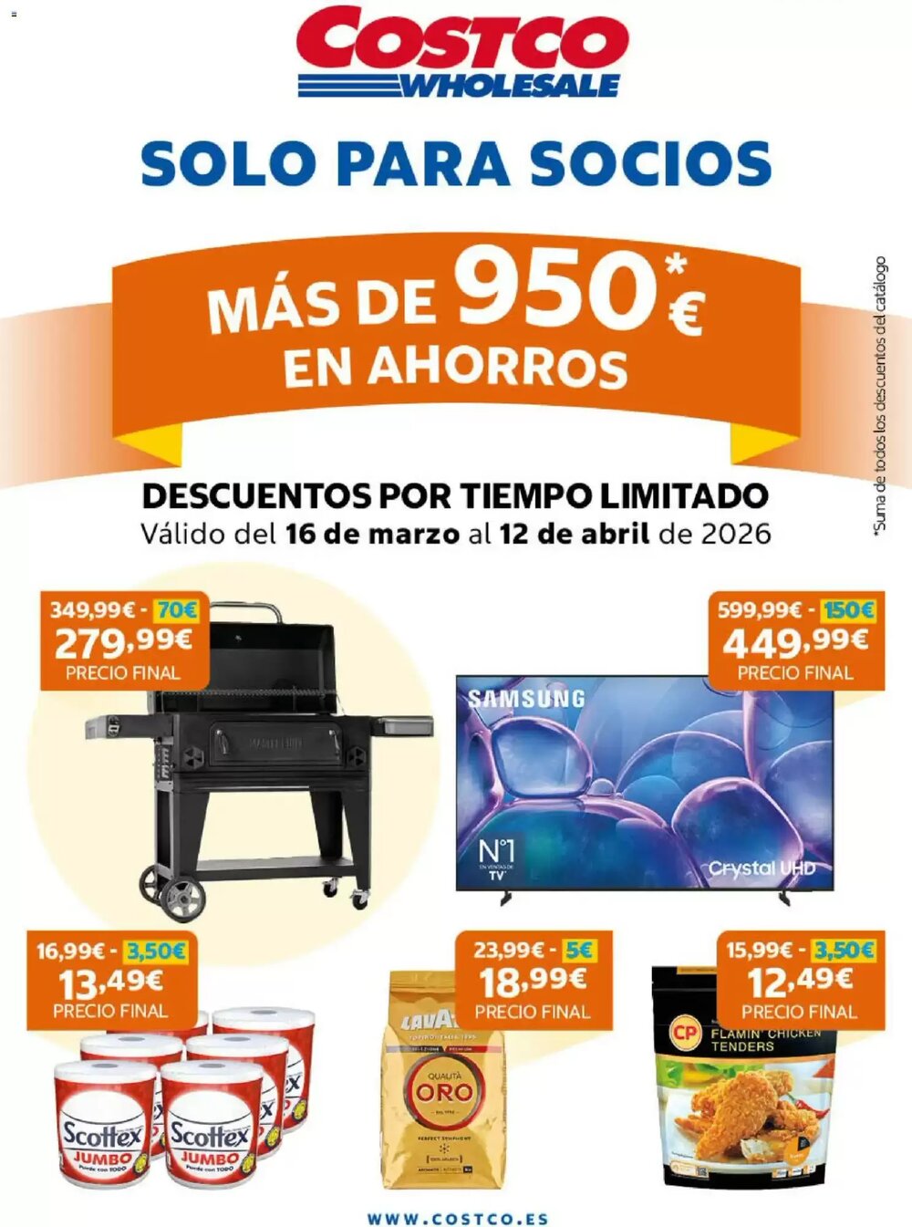 Folleto promocional de Costco válido desde el 16/03/2026 - Página 1.