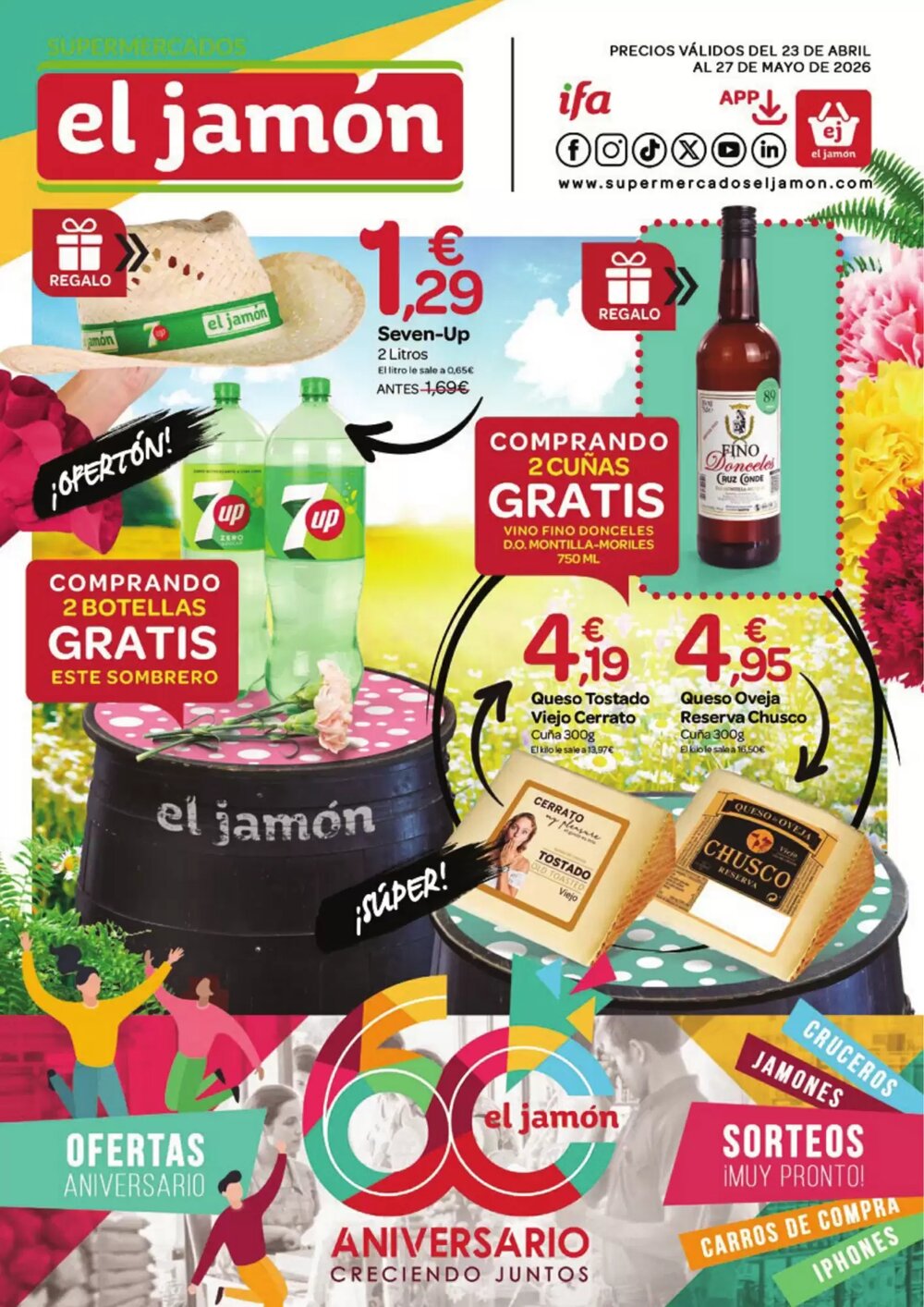 Folleto promocional de Supermercados El Jamón válido desde el 23/04/2026 - Página 1.