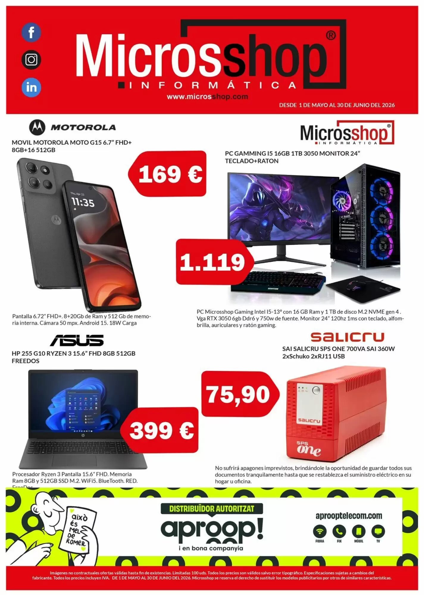 Folleto promocional de Microsshop válido desde el 01/05/2026 - Página 1.
