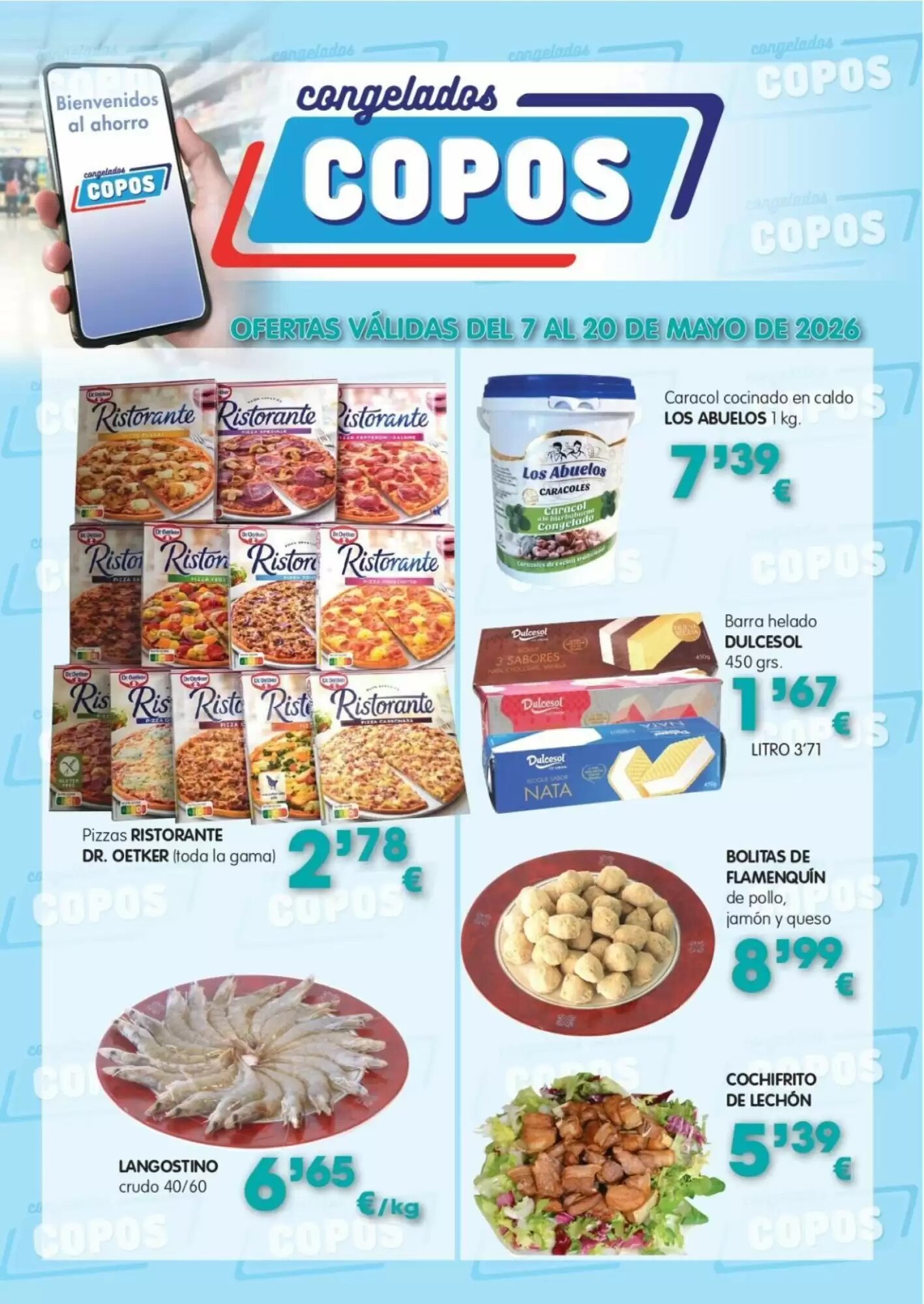 Folleto promocional de Congelados Copos válido desde el 07/05/2026 - Página 1.