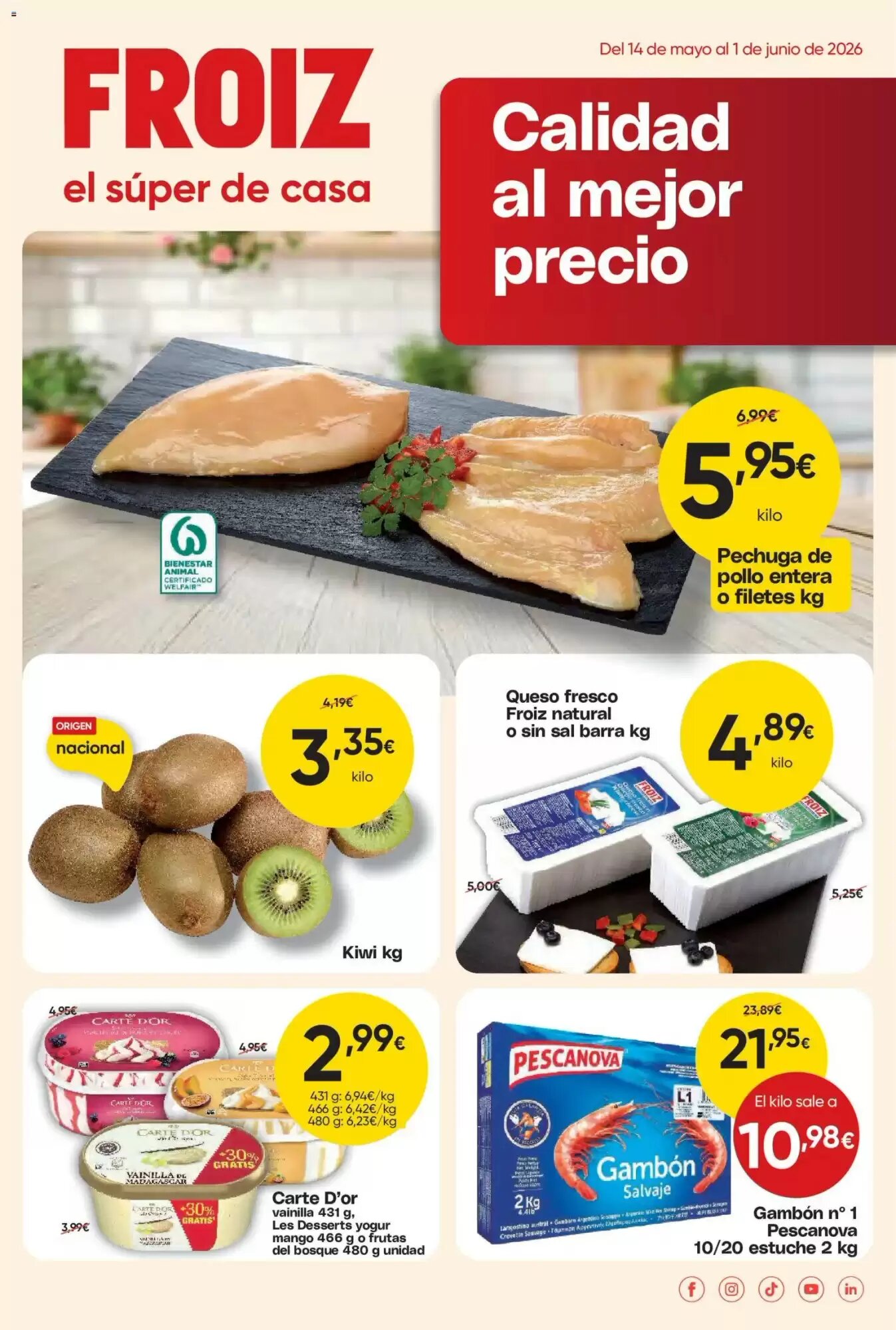 Folleto promocional de FROIZ válido desde el 14/05/2026 - Página 1.