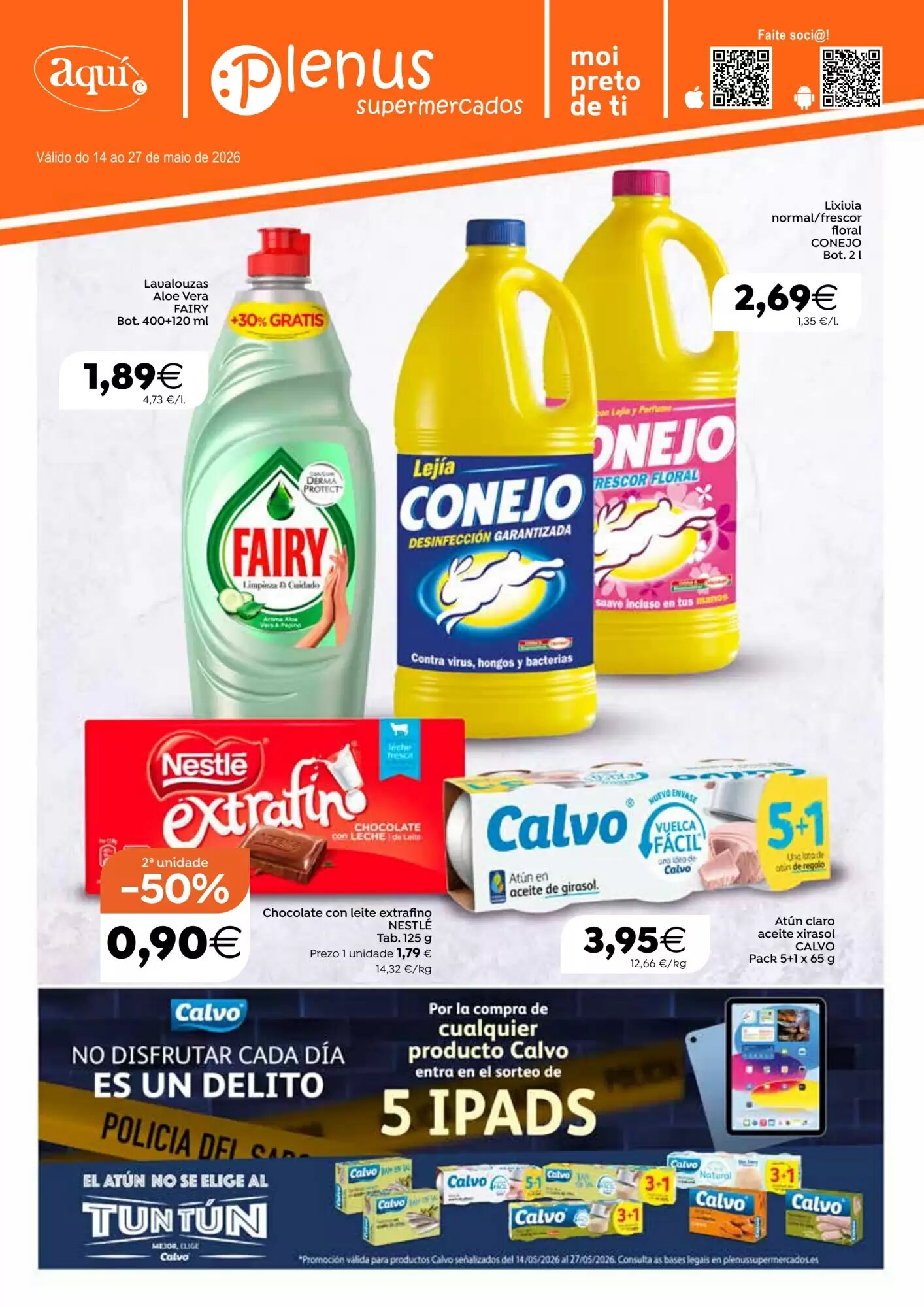 Folleto promocional de Plenus Supermercados válido desde el 14/05/2026 - Página 1.
