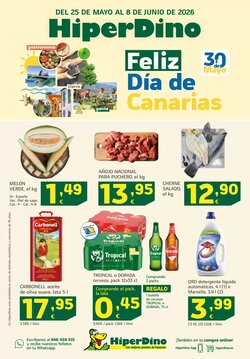 Folleto promocional de HiperDino válido desde el 25/05/2026