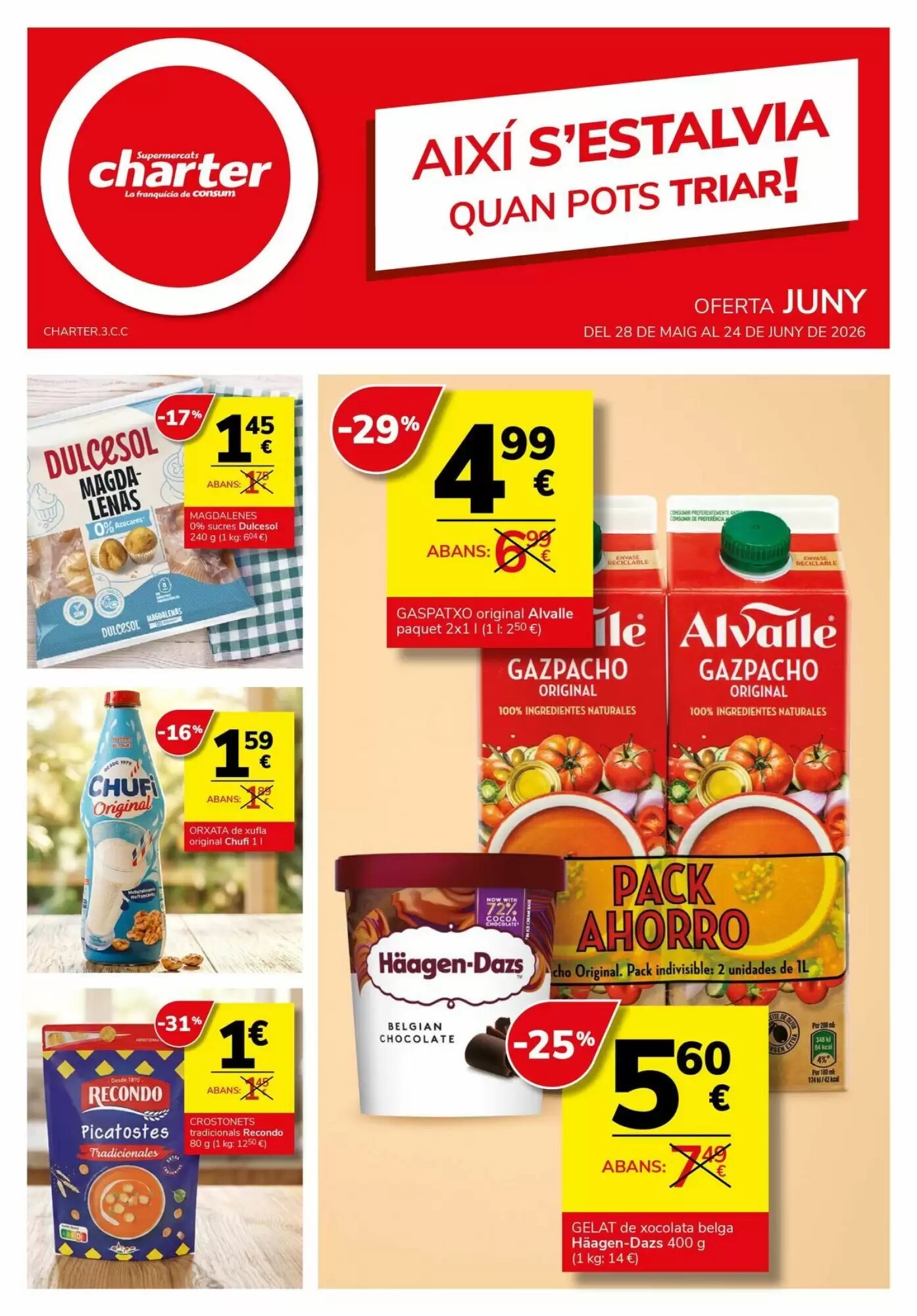 Folleto promocional de Supermercados Charter válido desde el 28/05/2026 - Página 1.