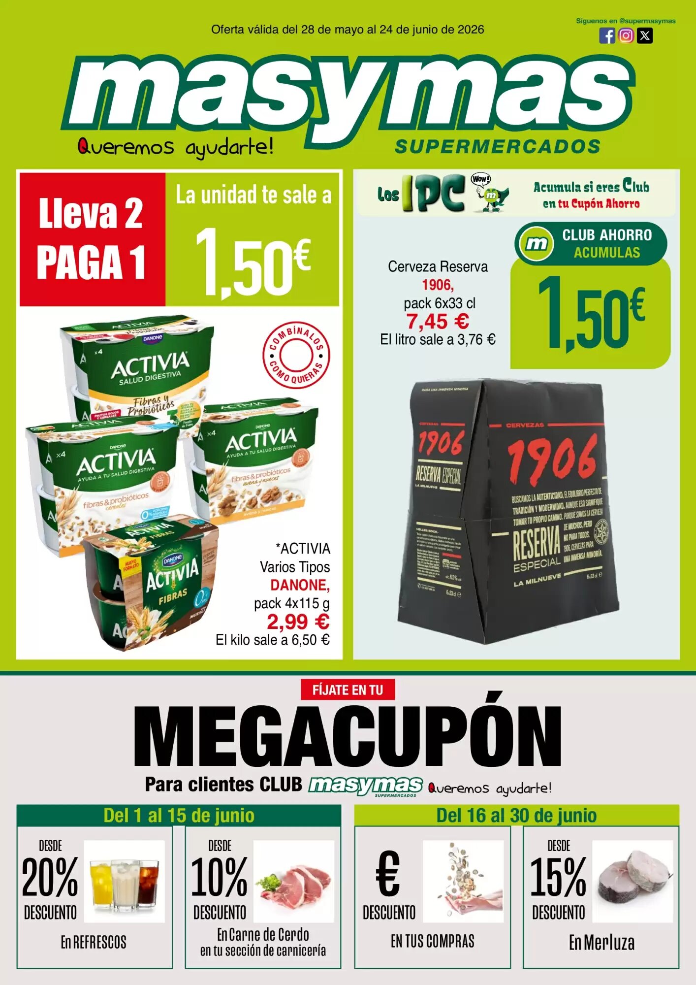Folleto promocional de Masymas válido desde el 28/05/2026 - Página 1.