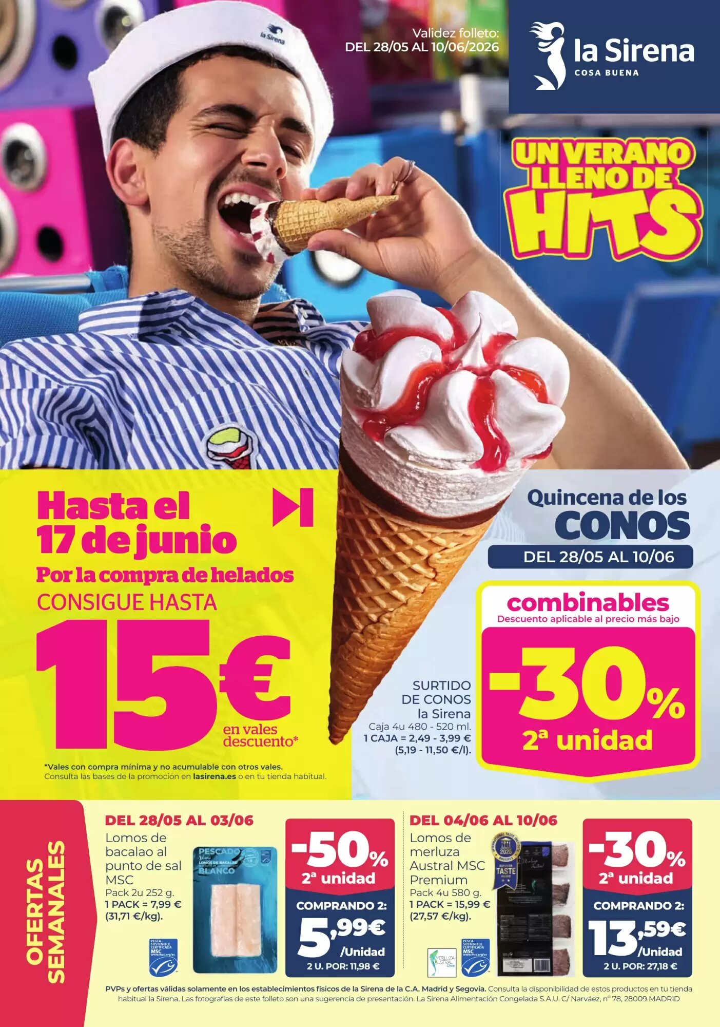 Folleto promocional de La Sirena válido desde el 28/05/2026 - Página 1.