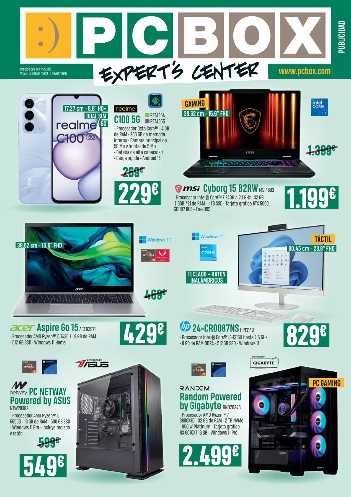 Folleto promocional de PCBox válido desde el 10/06/2026 - Página 1.