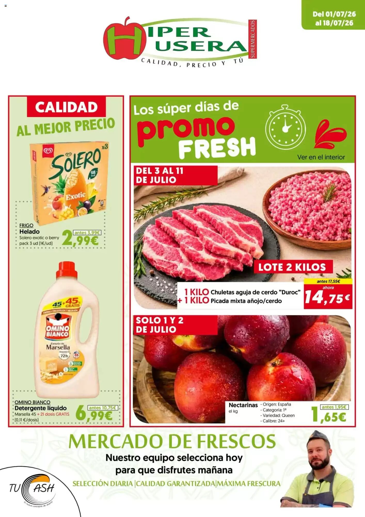 Folleto promocional de Hiper Usera válido desde el 01/07/2026 - Página 1.