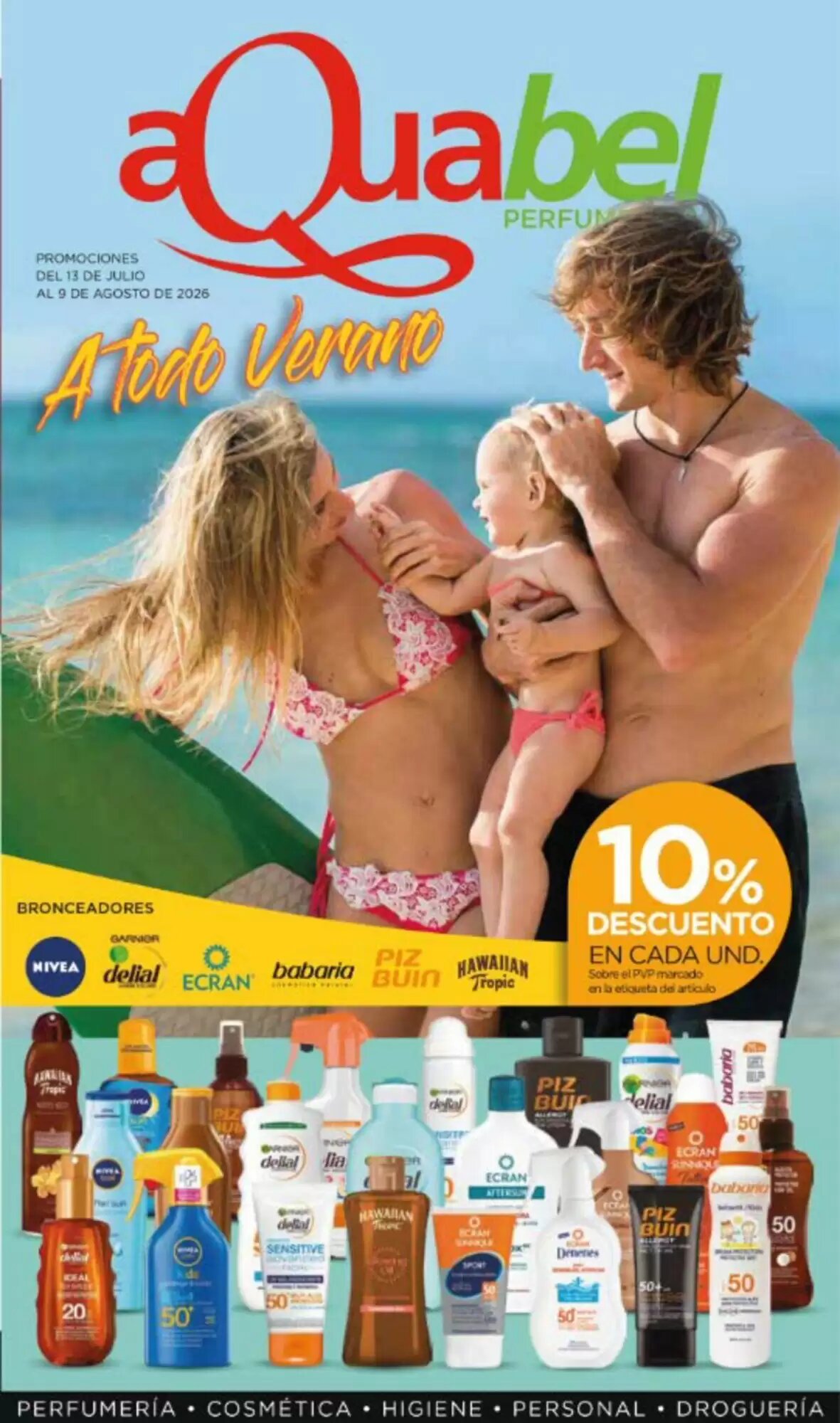 Folleto promocional de Aquabel Perfumerías válido desde el 13/07/2026 - Página 1.