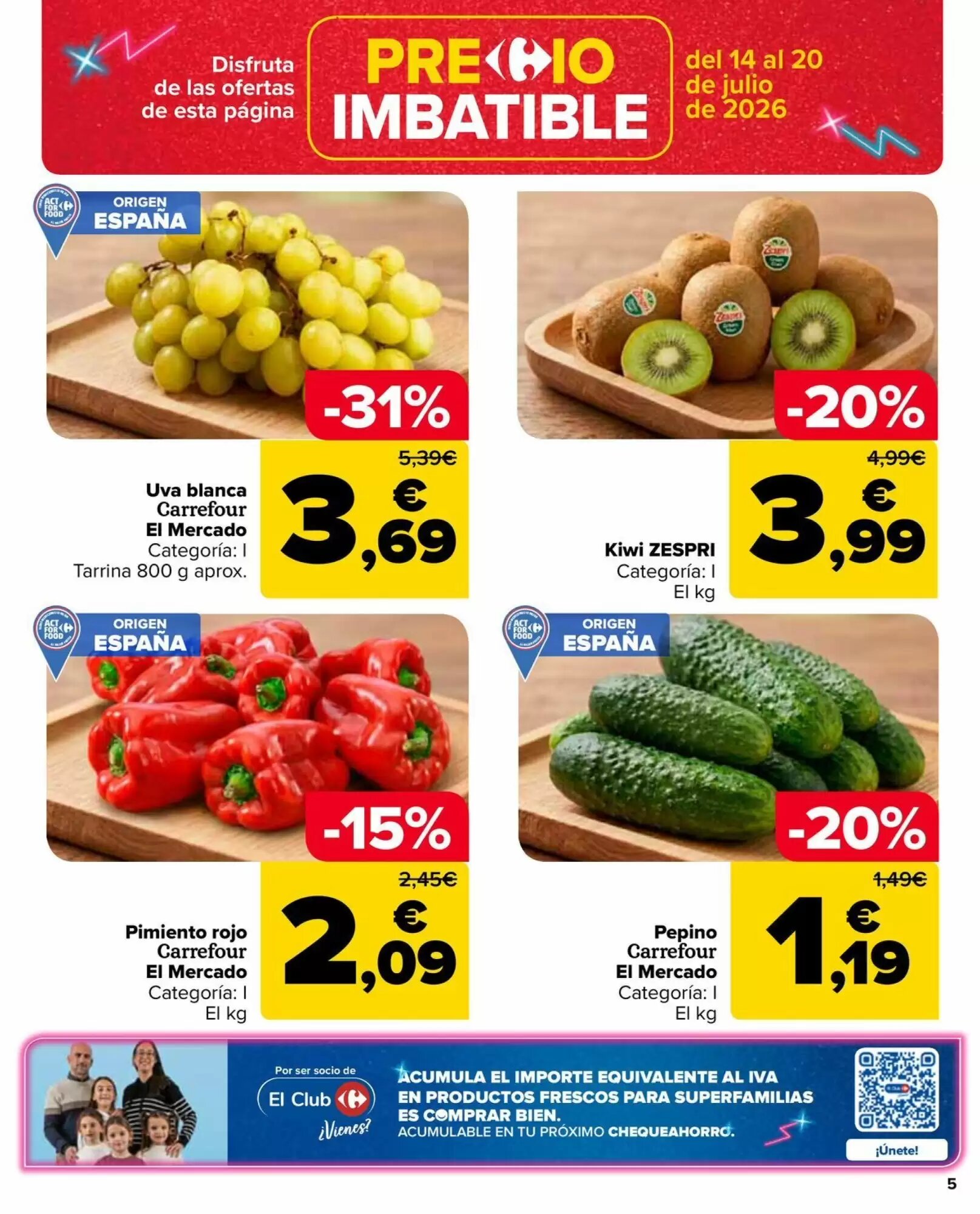 Folleto promocional de Carrefour Market válido desde el 14/07/2026 - Página 5.