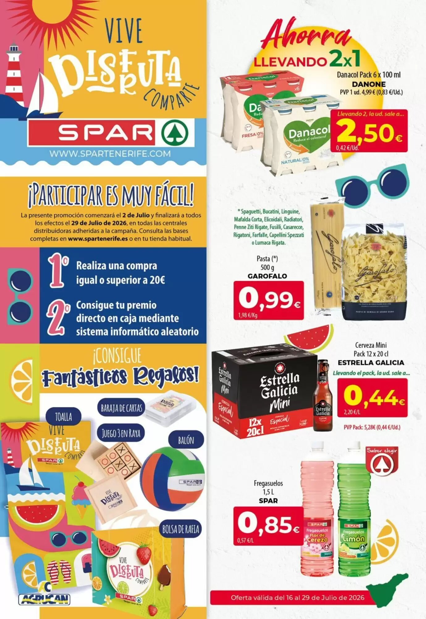 Folleto promocional de Spar Tenerife válido desde el 16/07/2026 - Página 1.