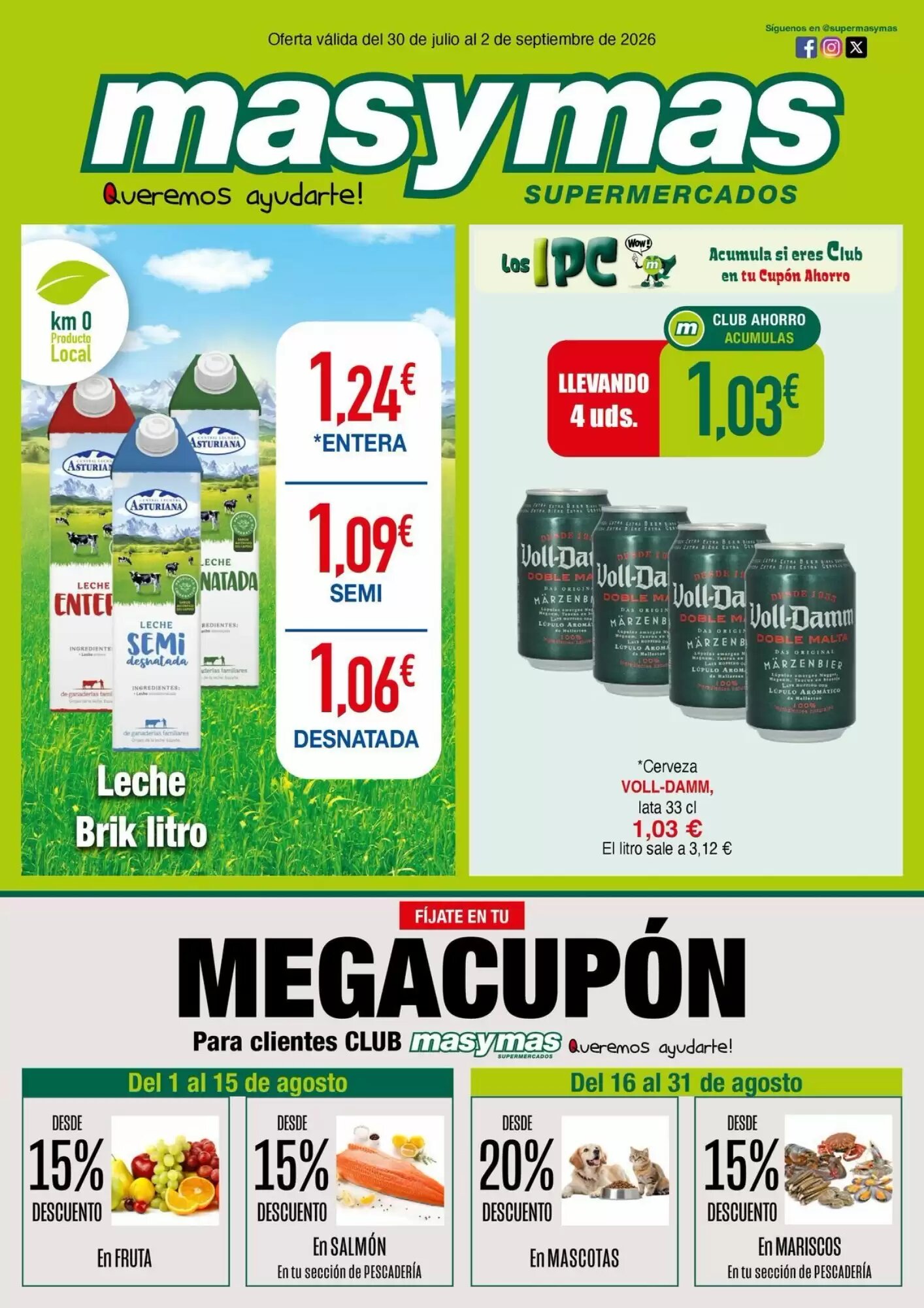 Folleto promocional de Masymas válido desde el 30/07/2026 - Página 1.