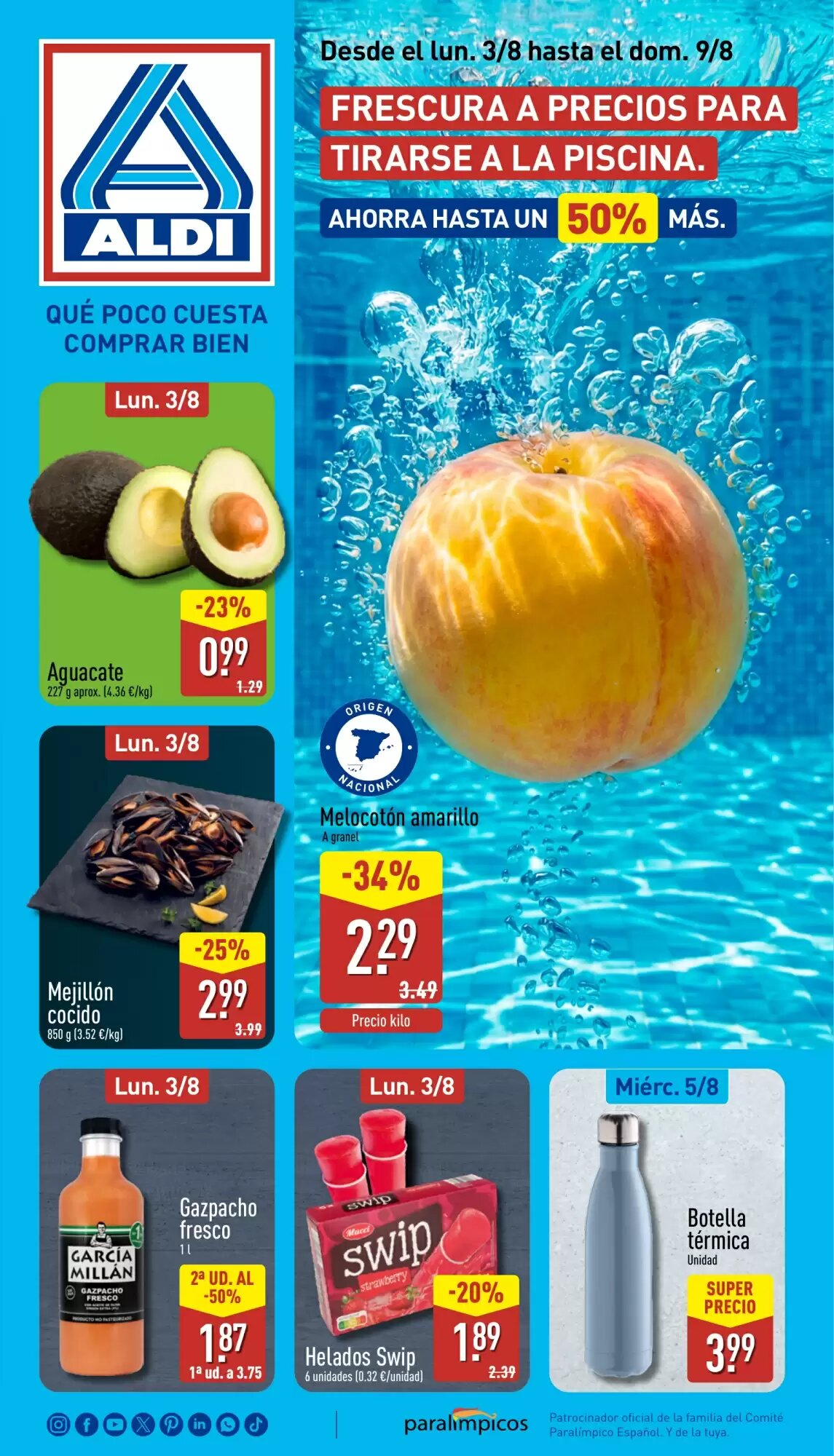 Folleto promocional de ALDI válido desde el 03/08/2026 - Página 1.