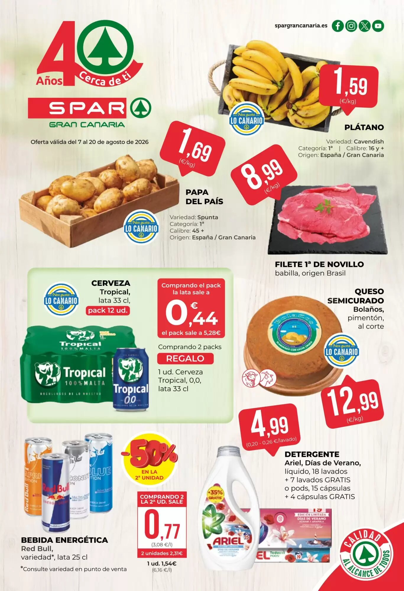 Folleto promocional de SPAR Gran Canaria válido desde el 07/08/2026 - Página 1.