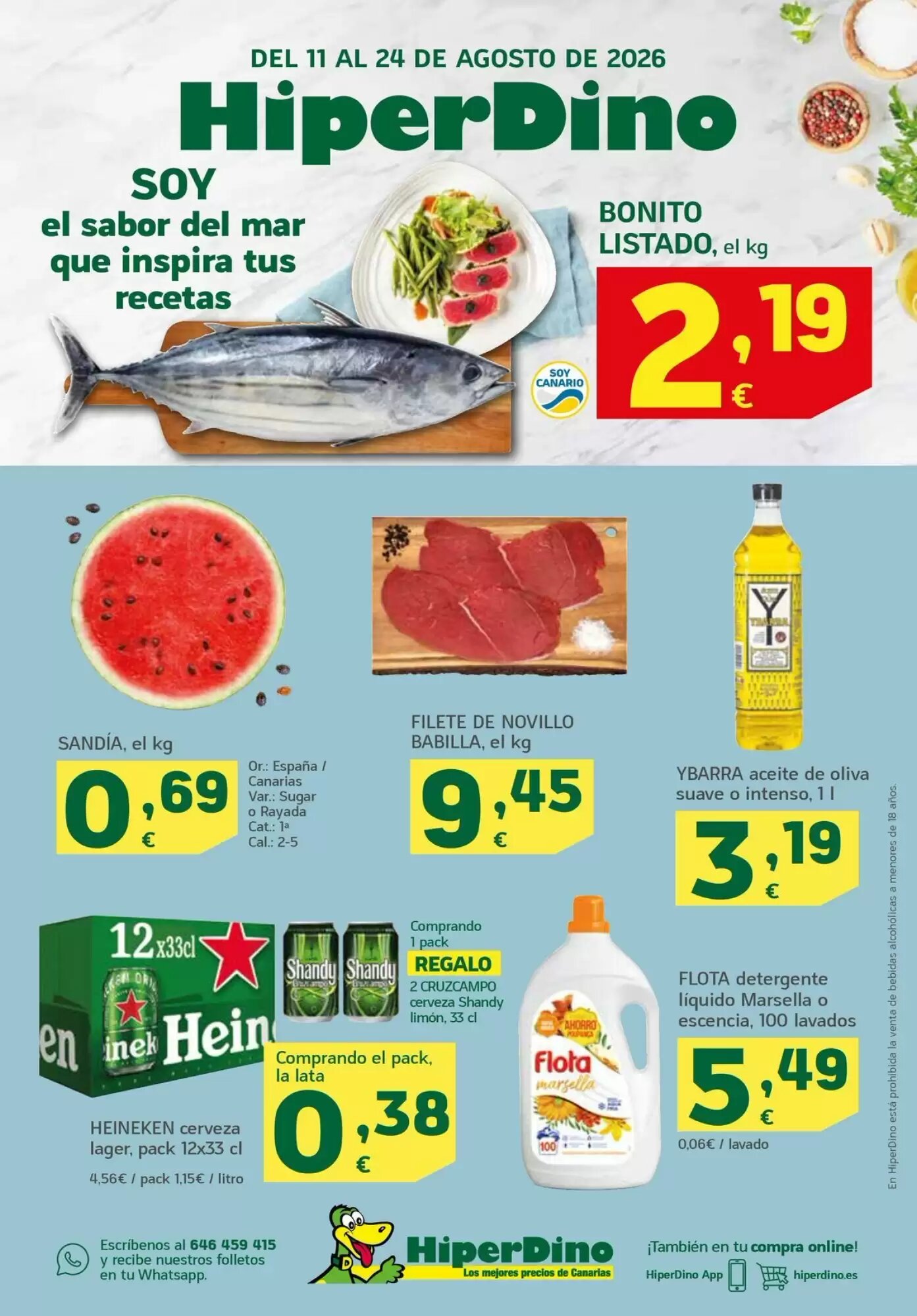 Folleto promocional de HiperDino válido desde el 11/08/2026 - Página 1.