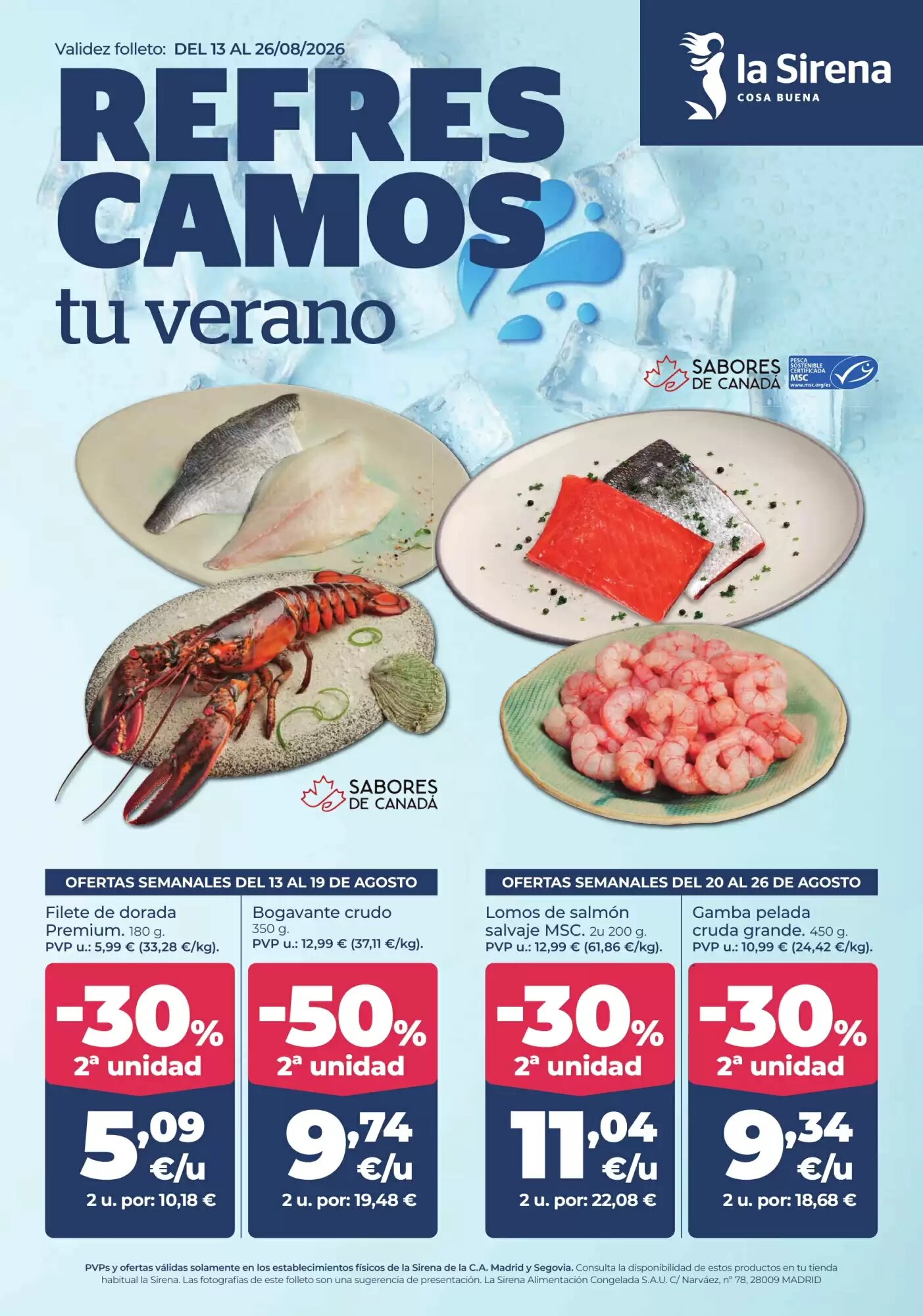 Folleto promocional de La Sirena válido desde el 13/08/2026 - Página 1.