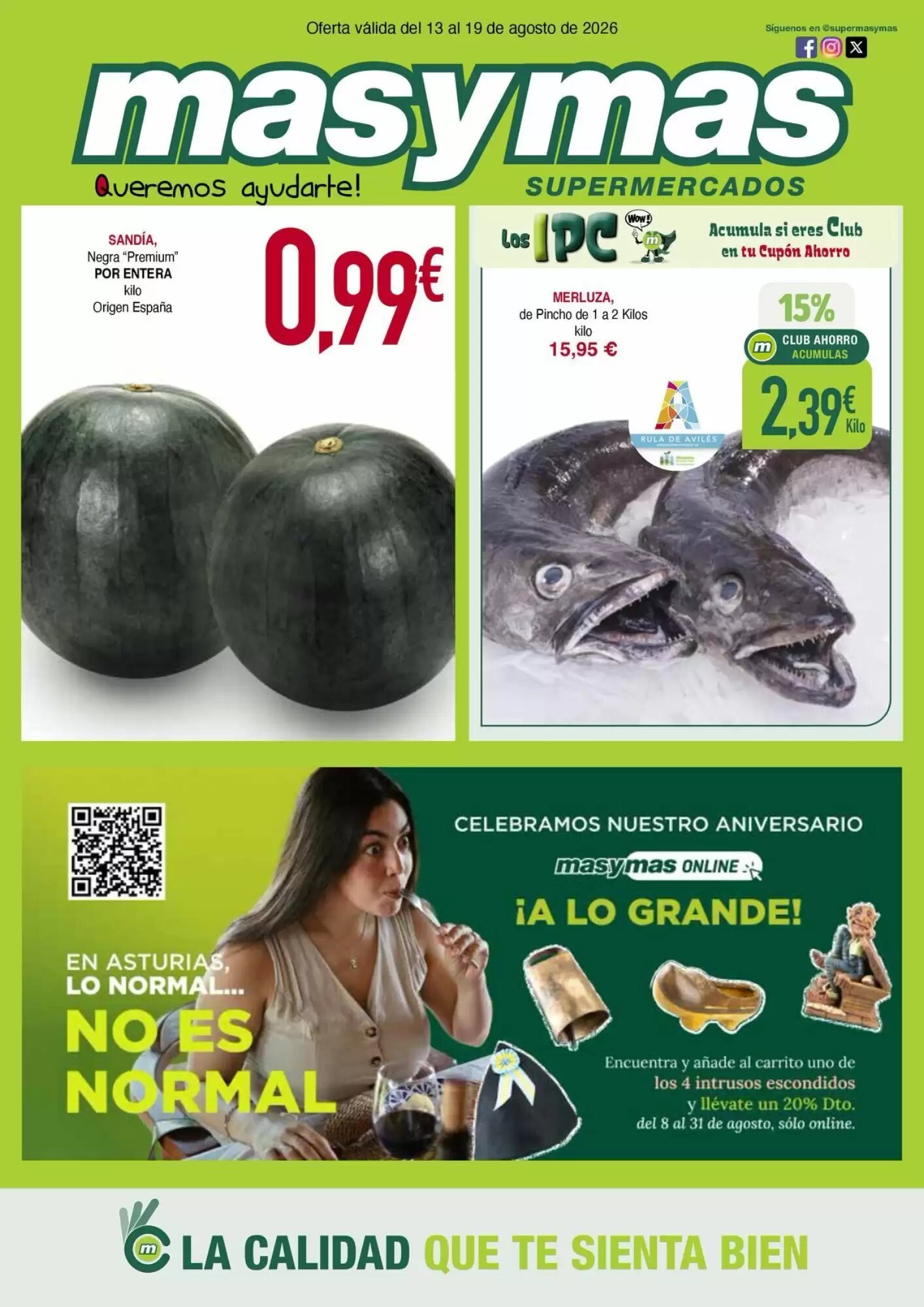 Folleto promocional de Masymas válido desde el 13/08/2026 - Página 1.