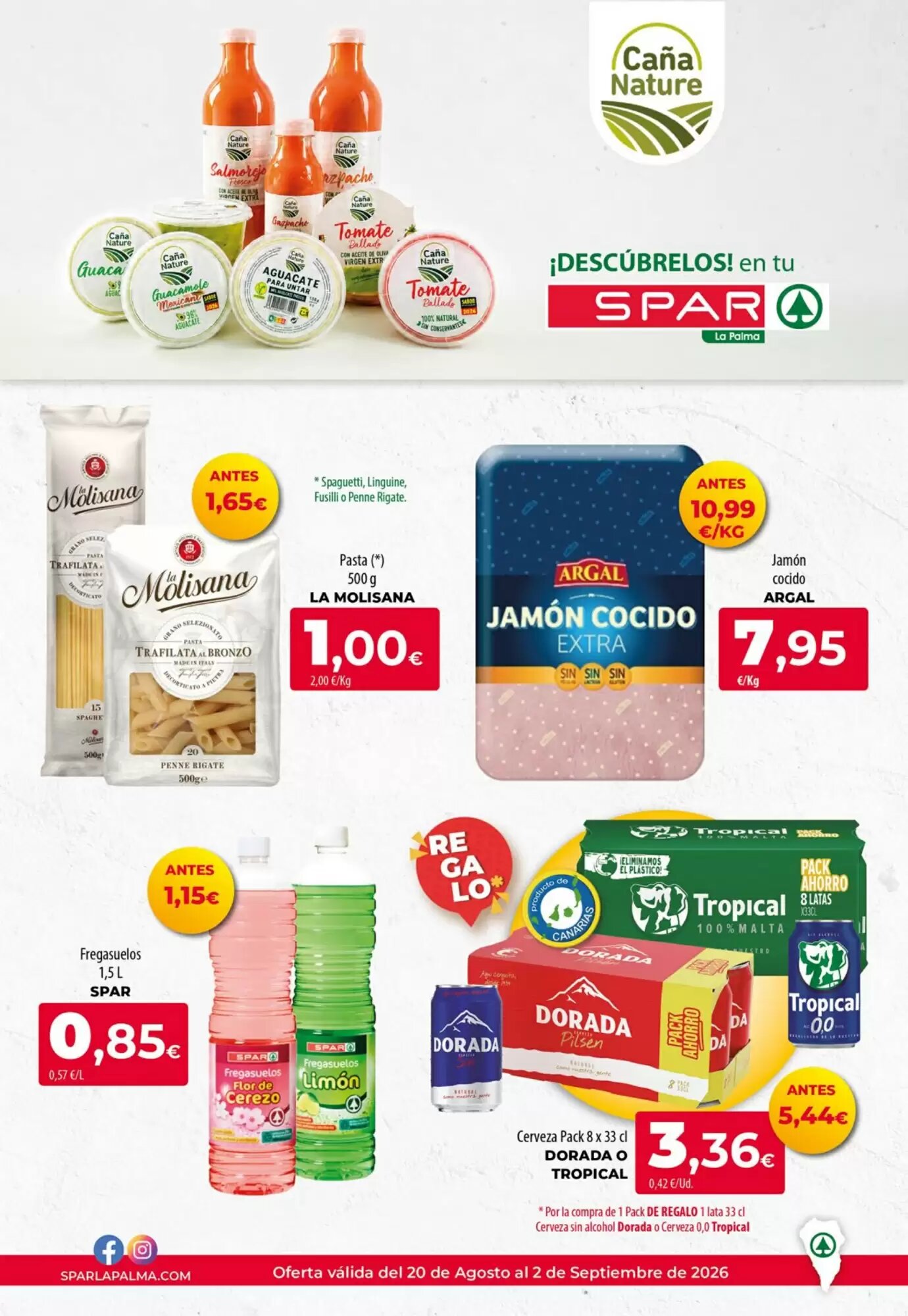 Folleto promocional de Spar La Palma válido desde el 20/08/2026 - Página 1.