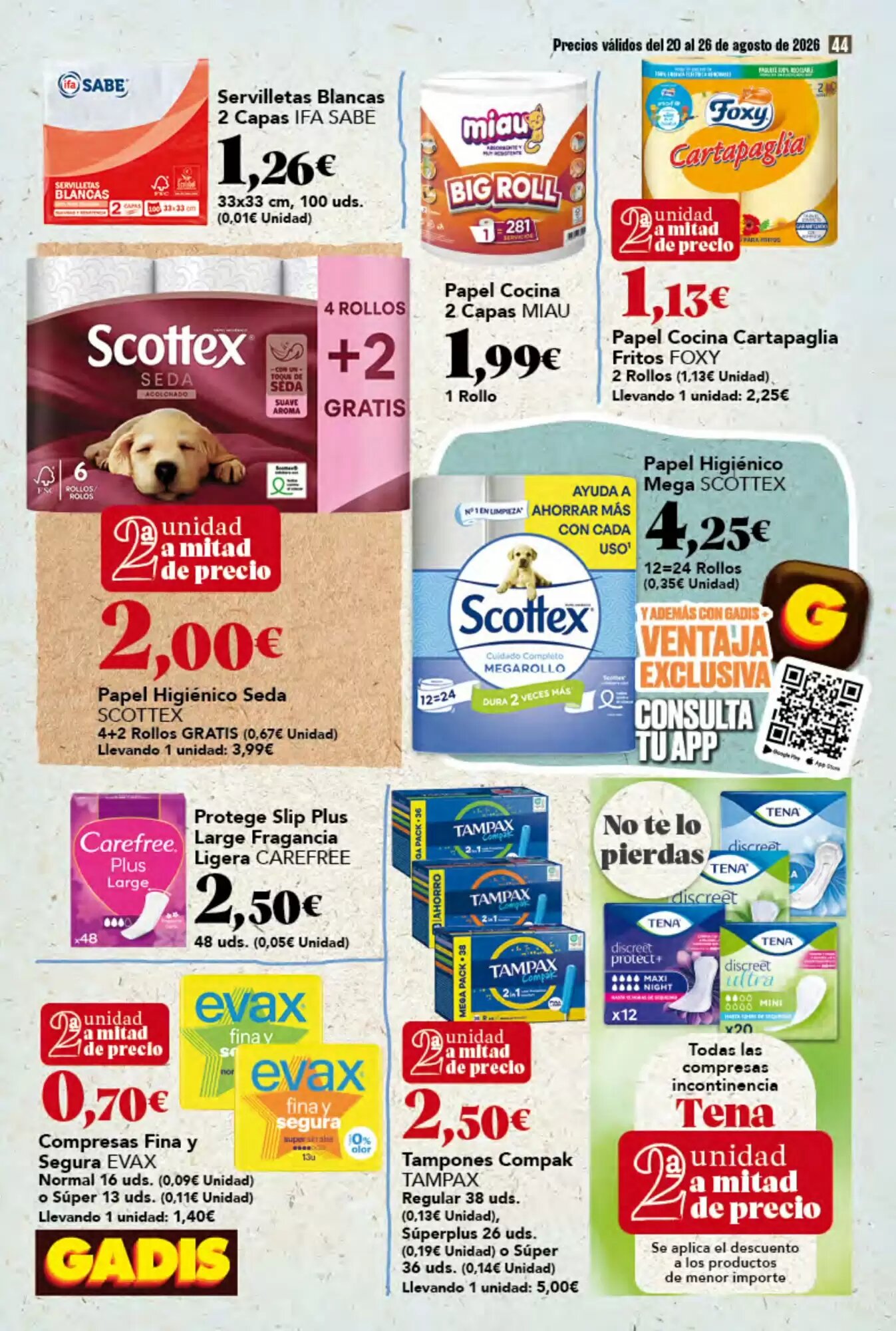 Folleto promocional de Gadis válido desde el 20/08/2026 - Página 44.
